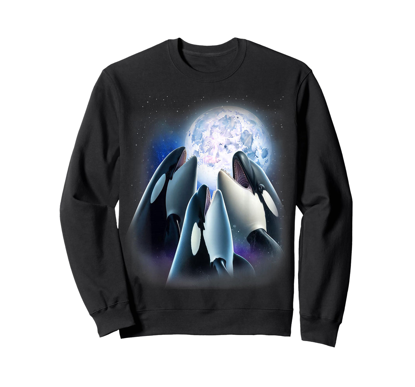 3 Orcas Howling At The Moon Funny Killer Whale Orca Lover T-Shirt