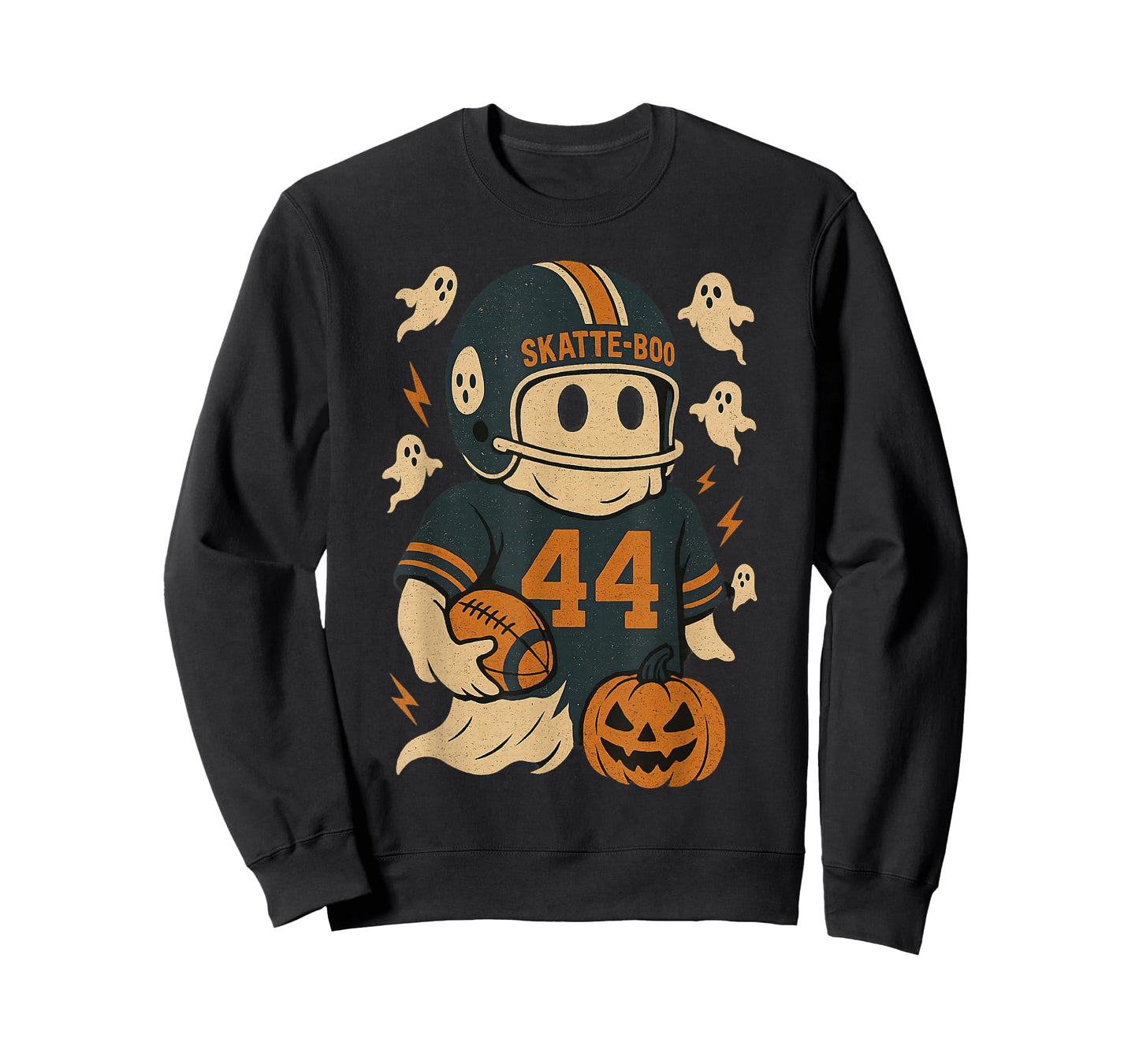 Vintage Skatte-Boo Ghost Football Lover Halloween T-Shirt