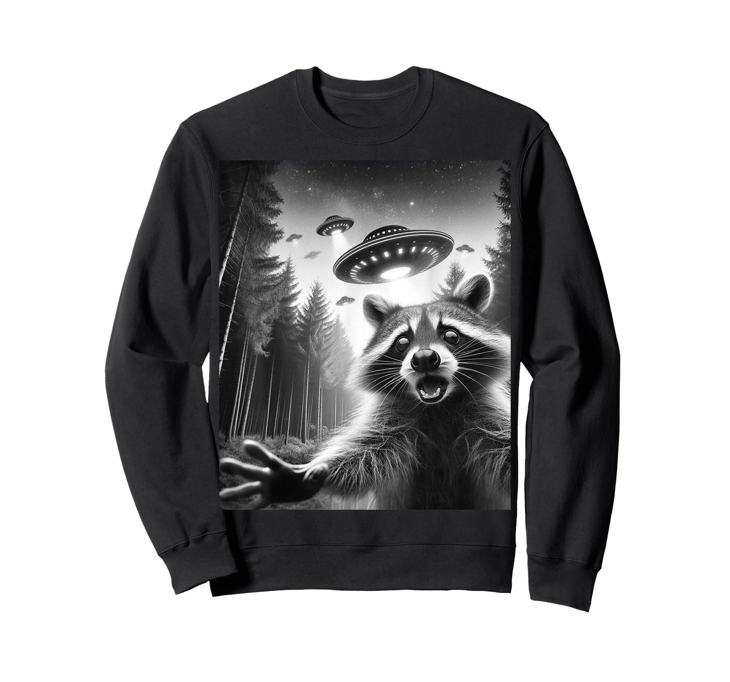 Alien UFO Raccoon Selfie Funny Raccoon With UFO T-Shirt