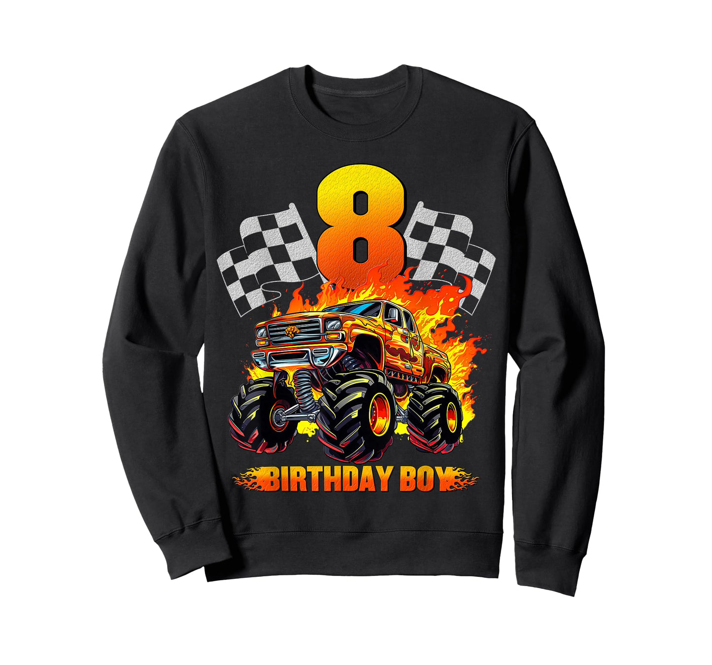 8 Year Old Birthday Monster Truck 8th Birthday Boy Kids T-Shirt