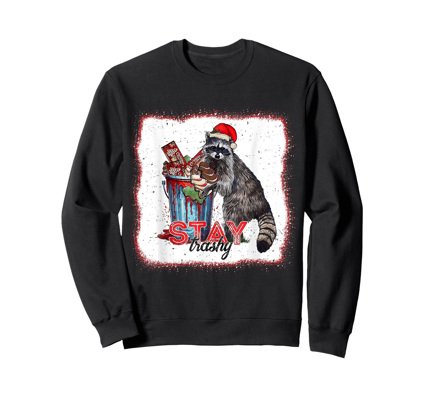 Christmas Snack Stay Funny Trashy Raccoon Opossums Santa Hat T-Shirt