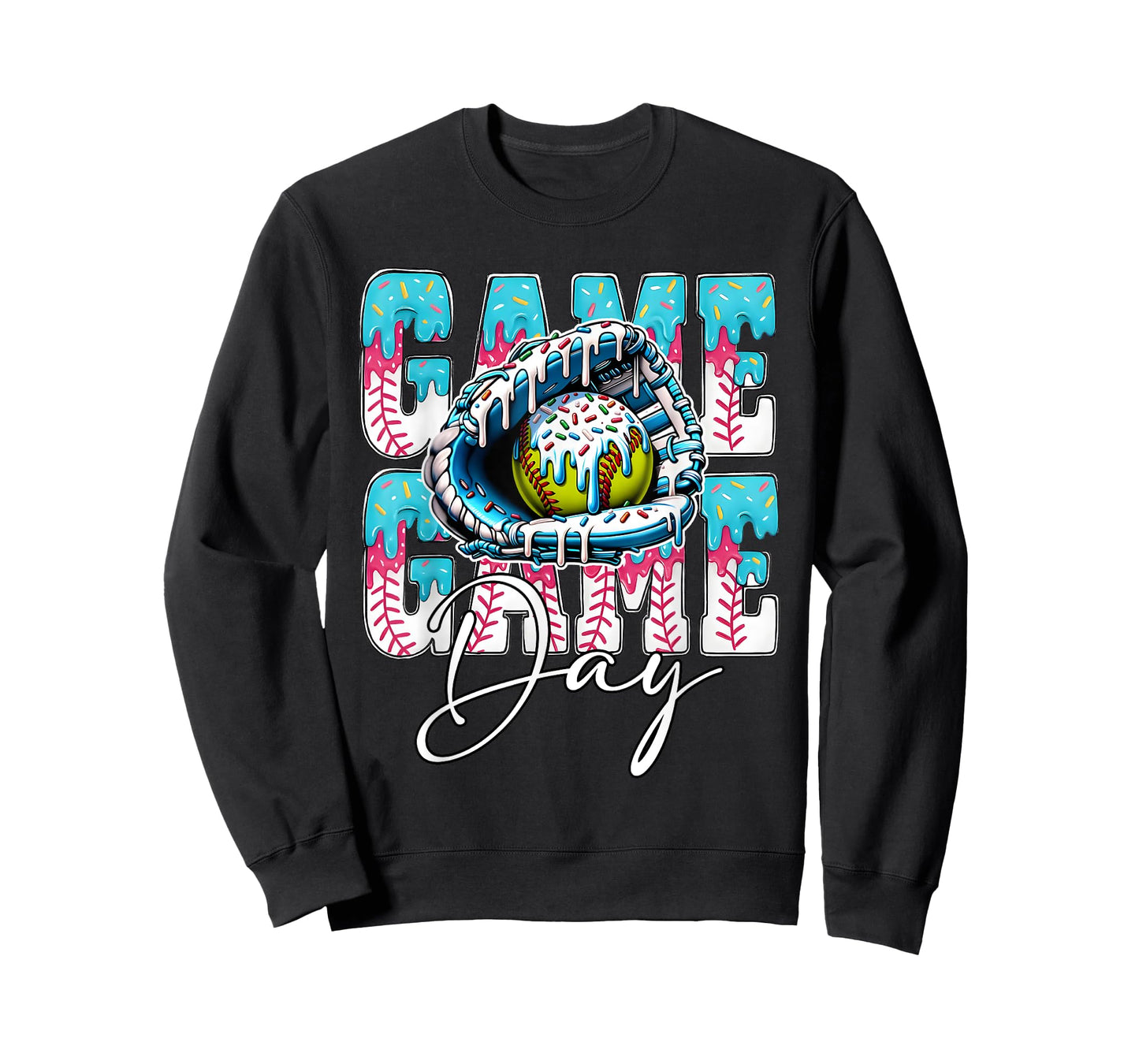 Game Day Baseball Gloves Baseball Ice Cream T-Shirt