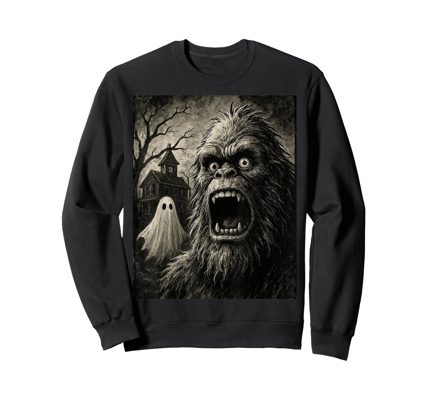 Bigfoot Halloween Funny Sasquatch Ghost Men Boy Kids Bigfoot T-Shirt