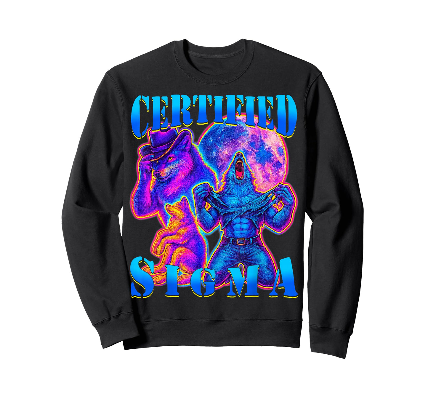 Certified Sigma Wolf Funny Meme Alpha Grindset Retro Bootleg T-Shirt