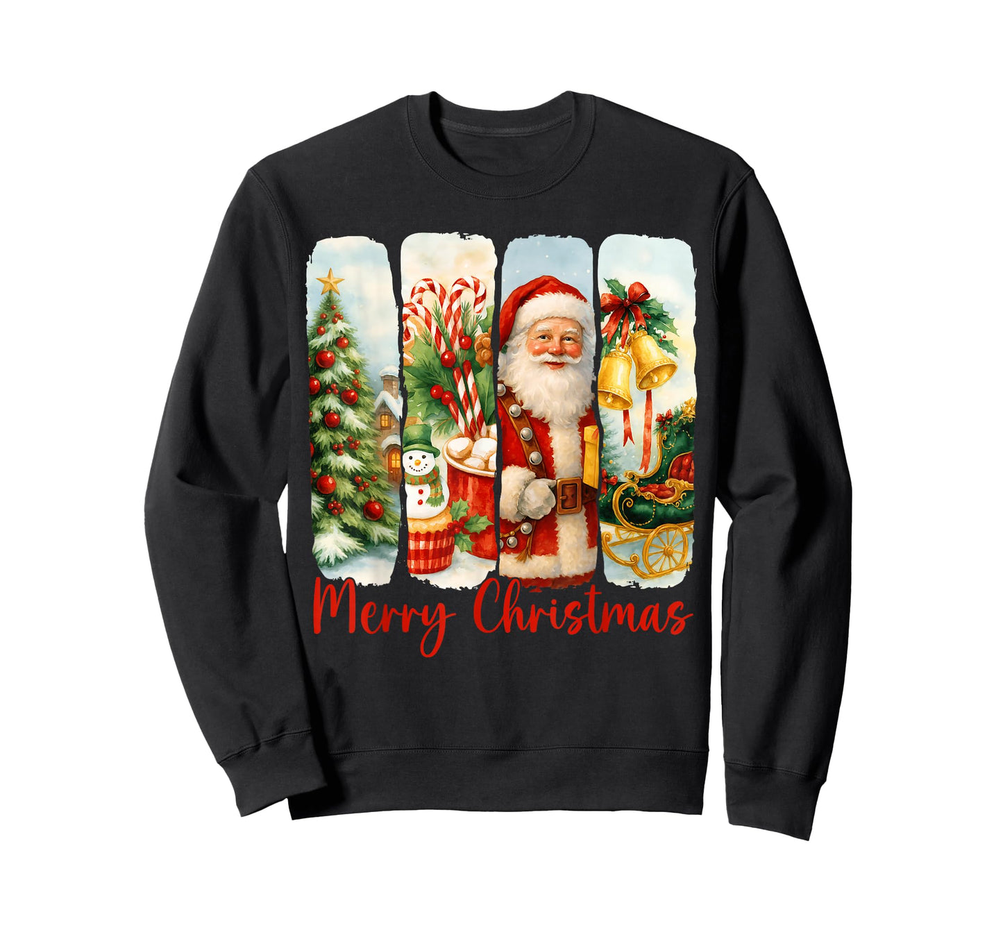 Merry Christmas Tree Santa Claus Matching Holiday Women Kids T-Shirt