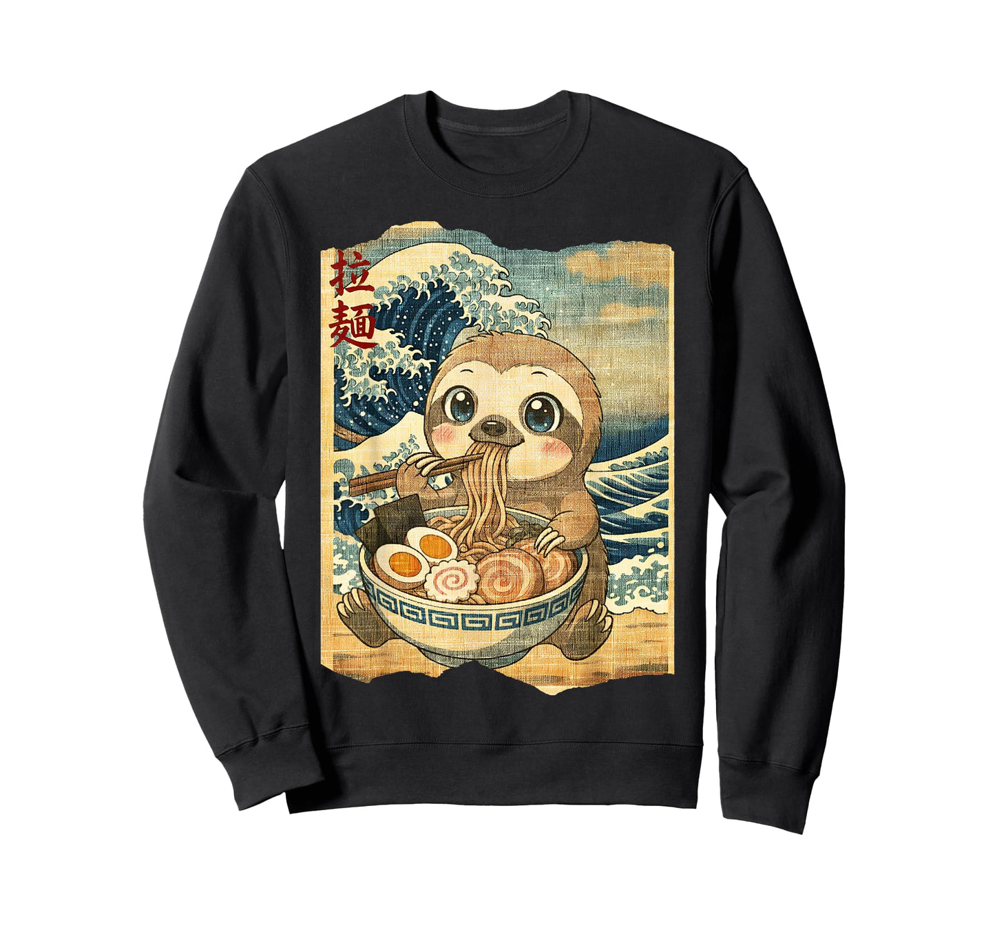 Funny Kawaii Sloth Ramen Noodle Bowl Japanese Wave T-Shirt