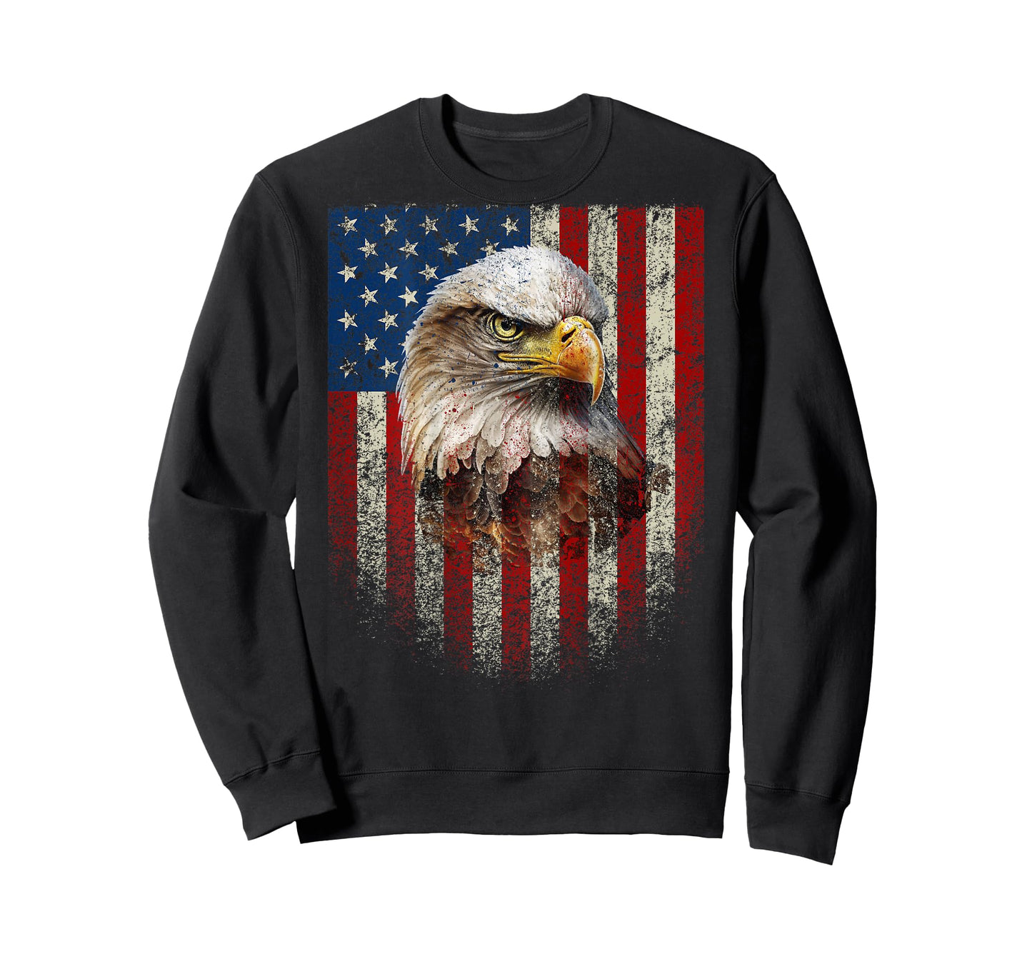 (Art on Back) Patriotic US Flag with American Eagle T-Shirt