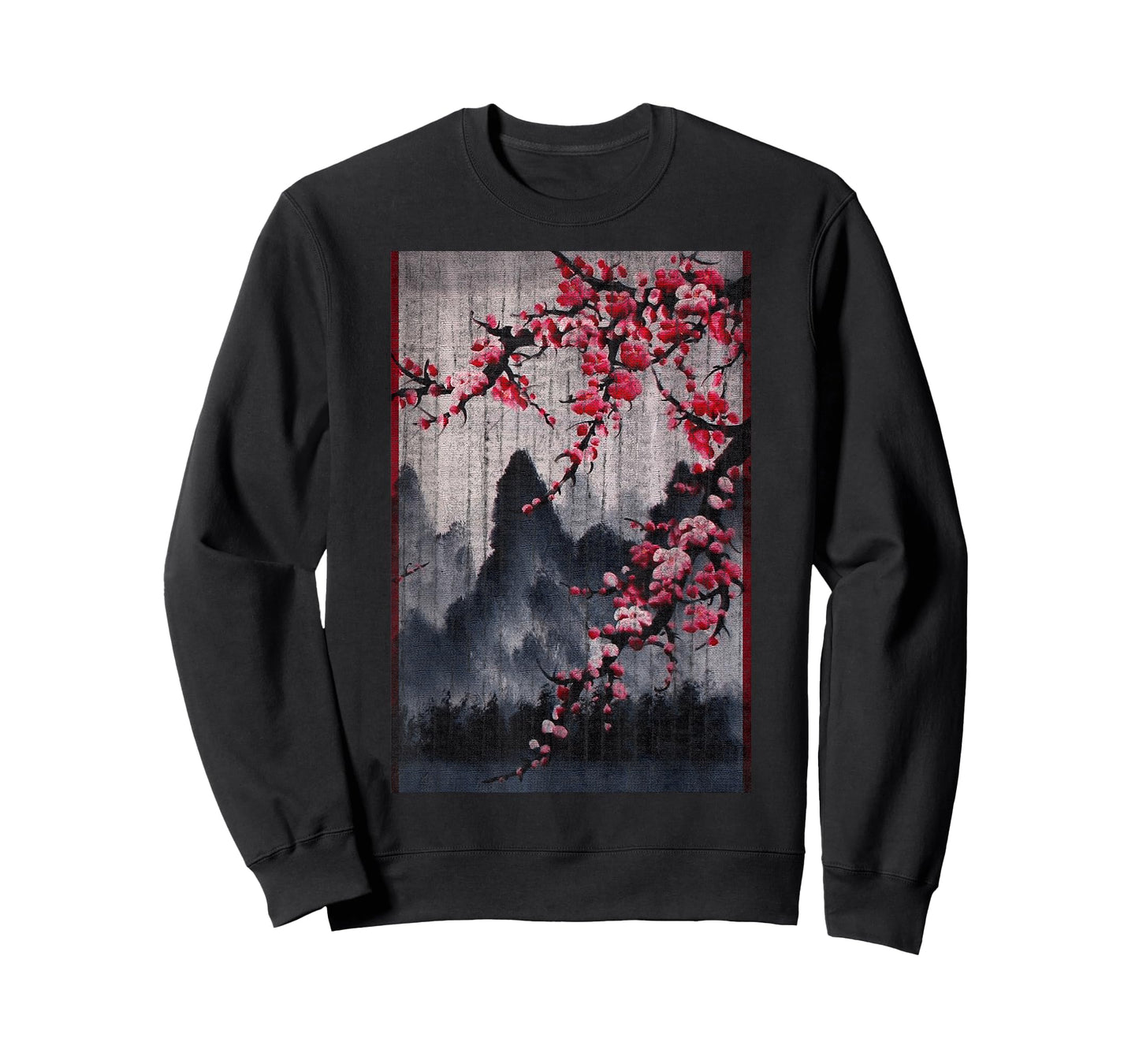 Vintage Cherry Blossom Woodblock Japanese Graphical Art T-Shirt