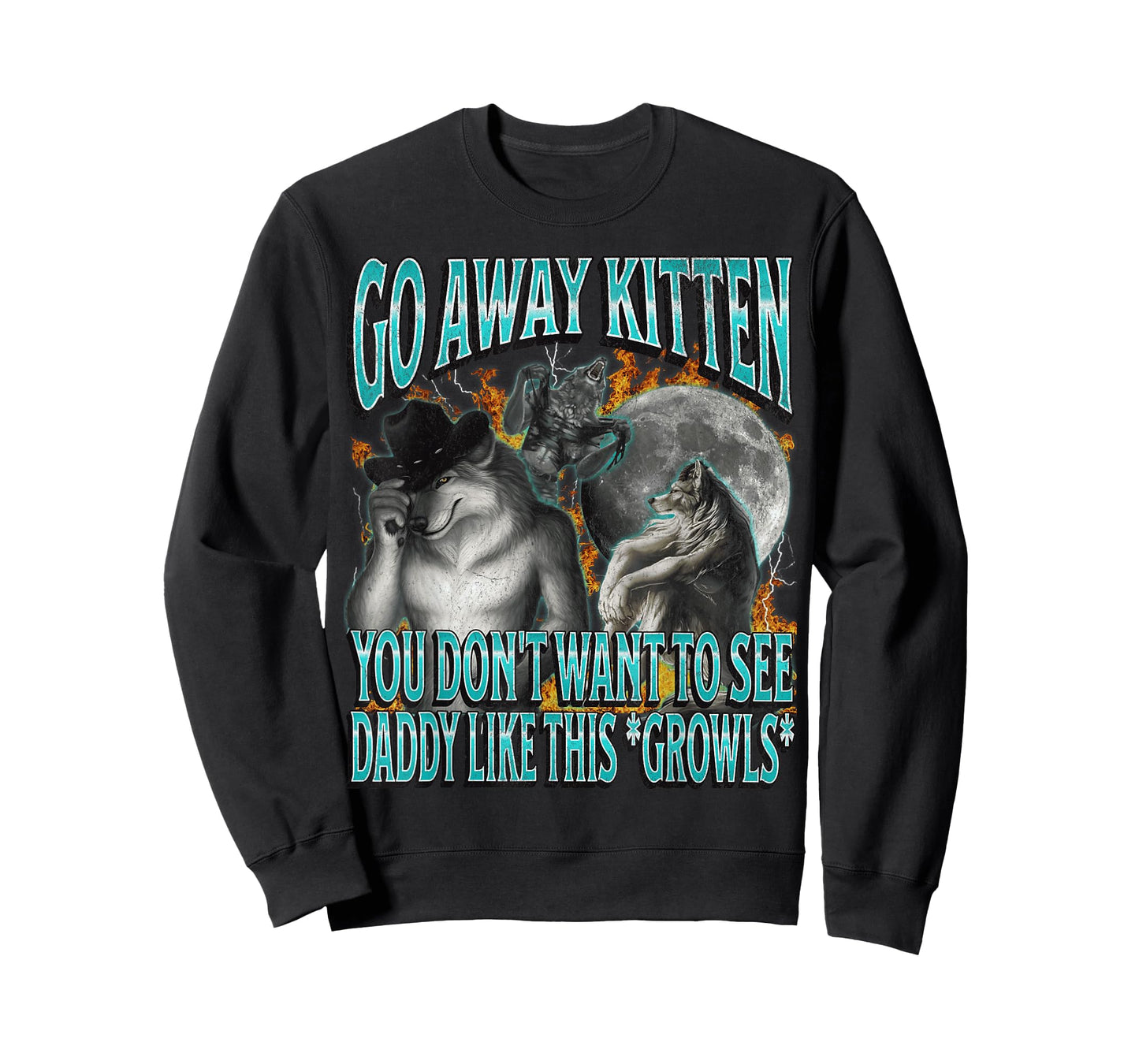 Go Away Kitten Funny Offensive Werewolf Meme Bootleg Graphic T-Shirt