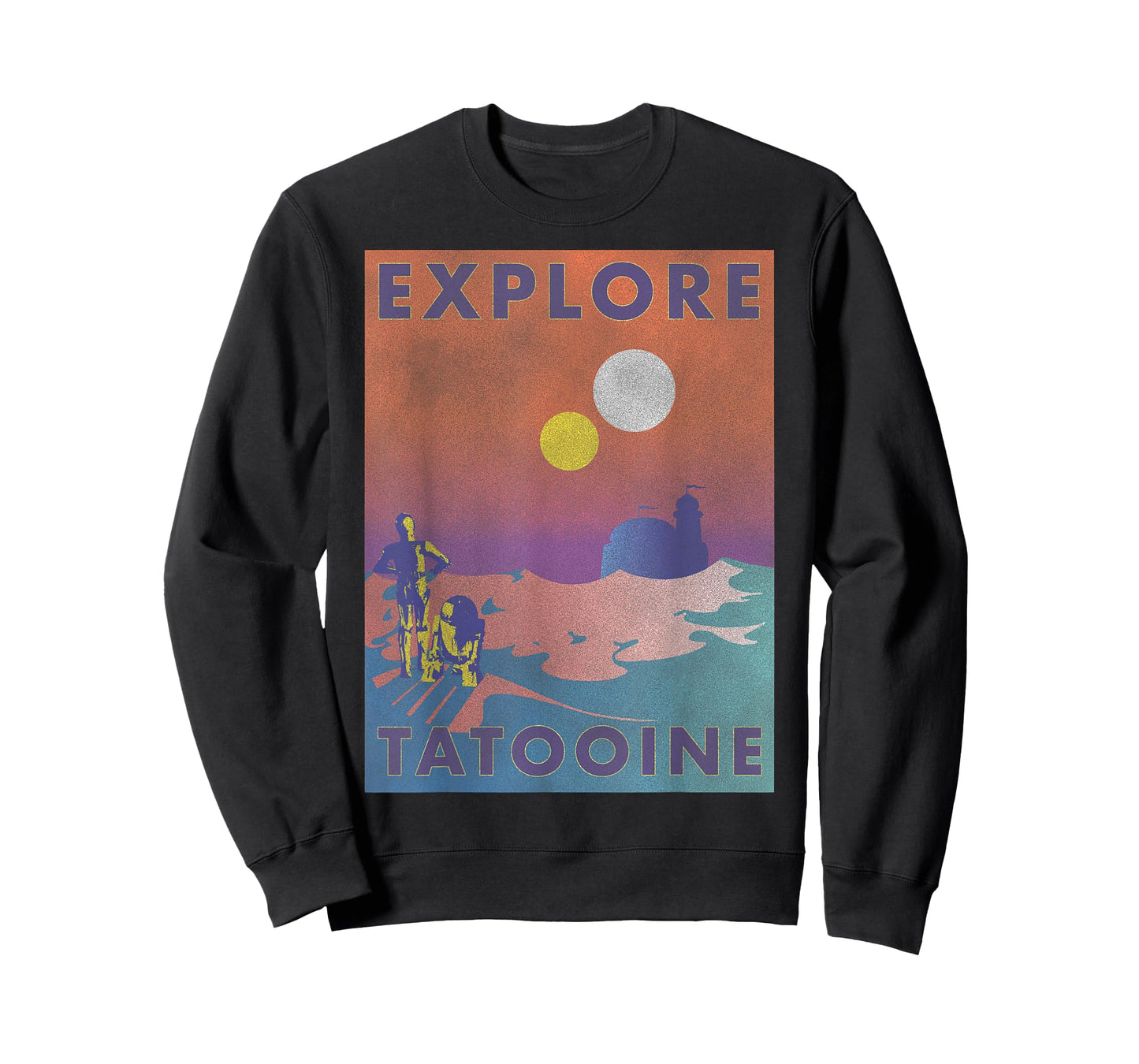 Star Wars Explore Tatooine Faded Retro C-3PO & R2-D2 Poster T-Shirt