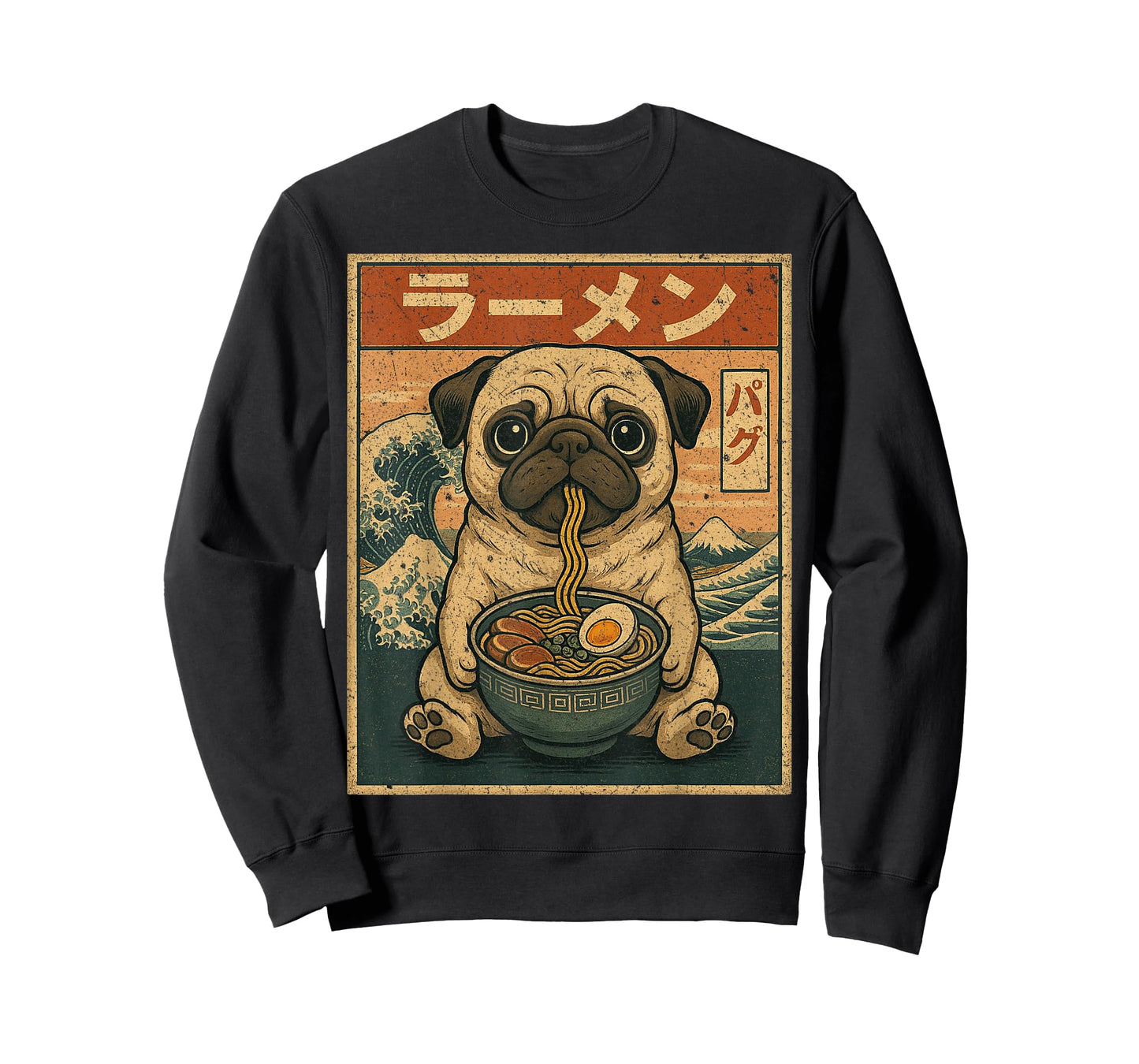 Funny Kawaii Ramen Pug Japanese Noodles Pug Eating Ramen T-Shirt