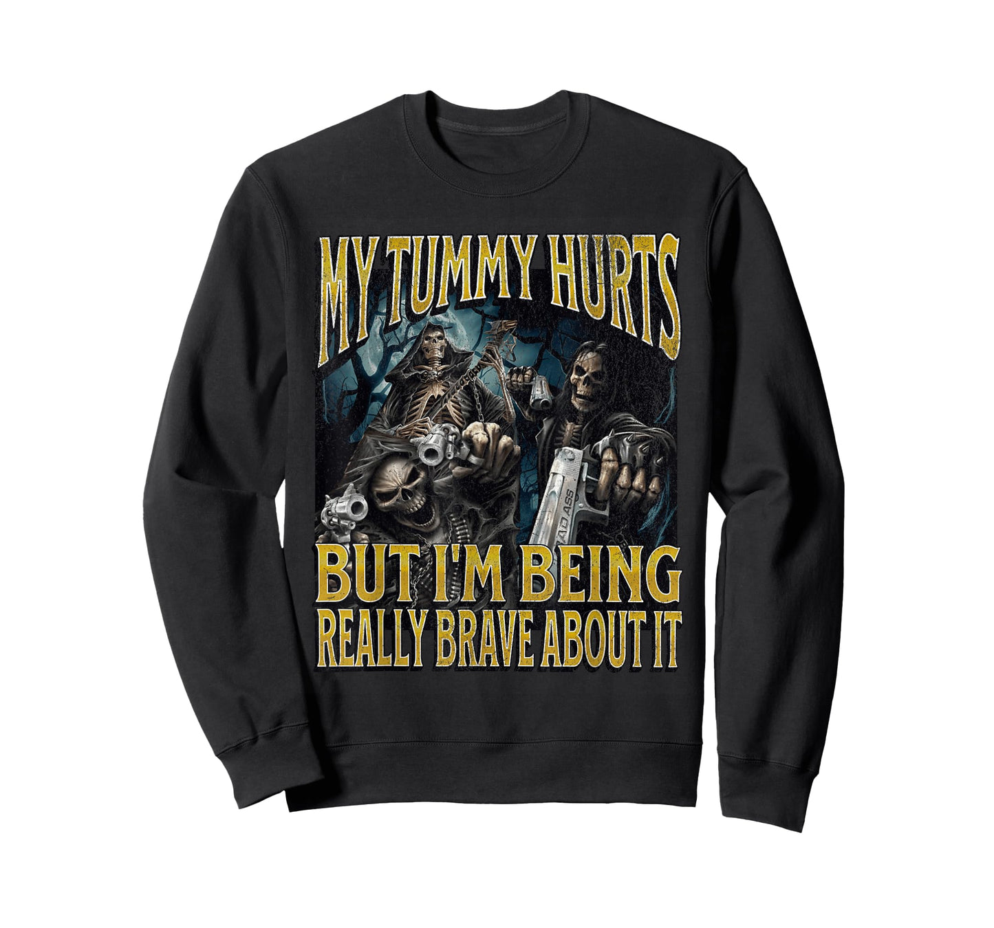 My Tummy Hurts Funny Hard Skeleton Meme Bootleg T-Shirt