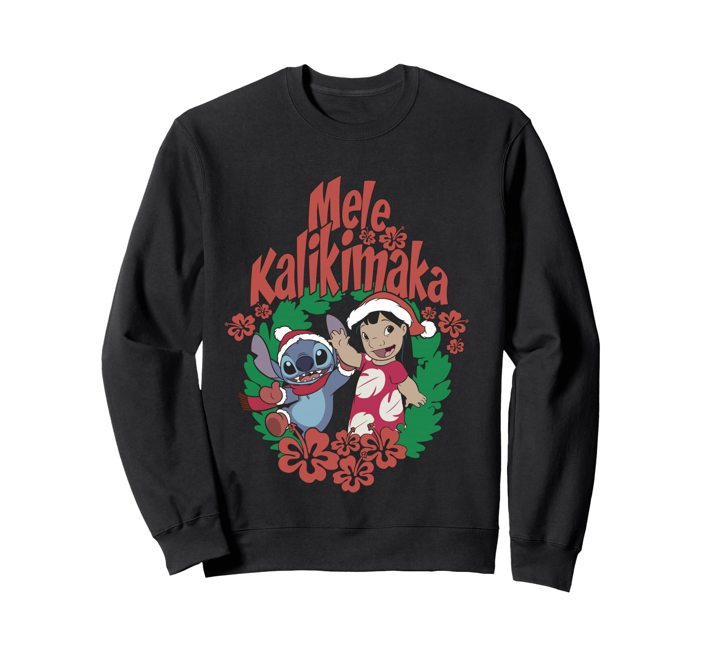 Disney Lilo & Stitch Christmas Mele Kalikimaka Wreath Long Sleeve T-Shirt
