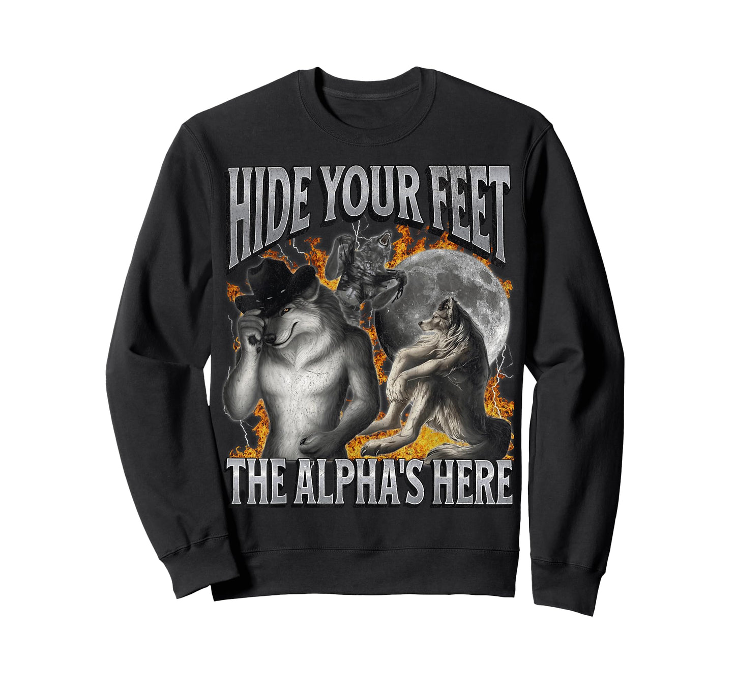 Hide Your Feet The Alpha's Here Funny Werewolf Meme Bootleg T-Shirt