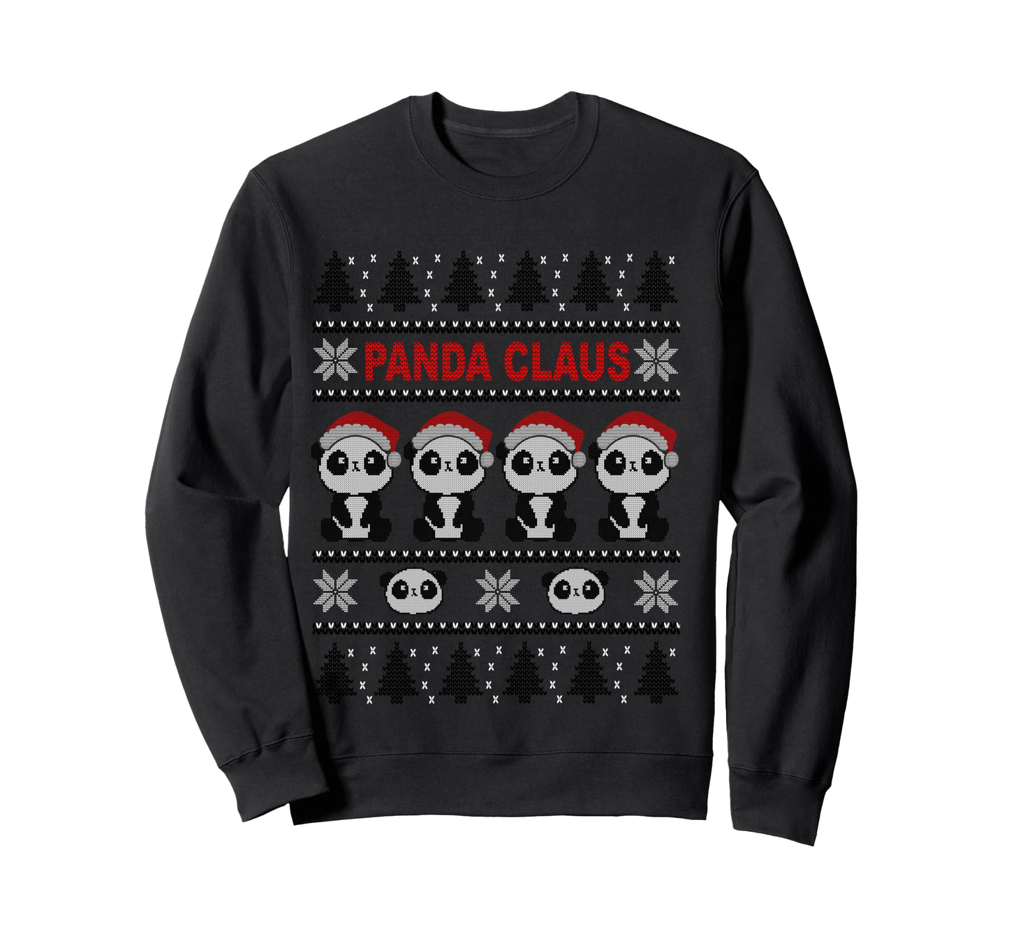 Panda in Santa Hat - Funny Ugly Christmas Panda Claus Long Sleeve T-Shirt