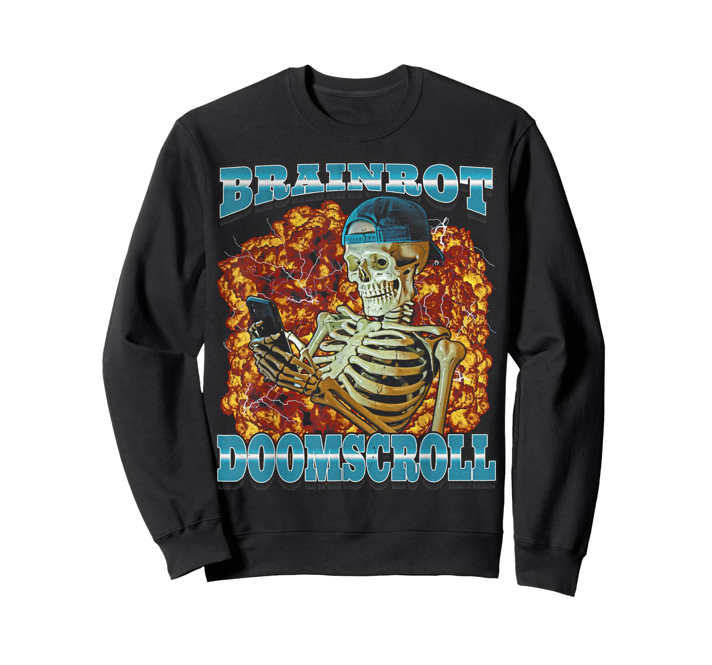 Skeleton Meme Funny Men Women Brainrot Bootleg Graphic T-Shirt