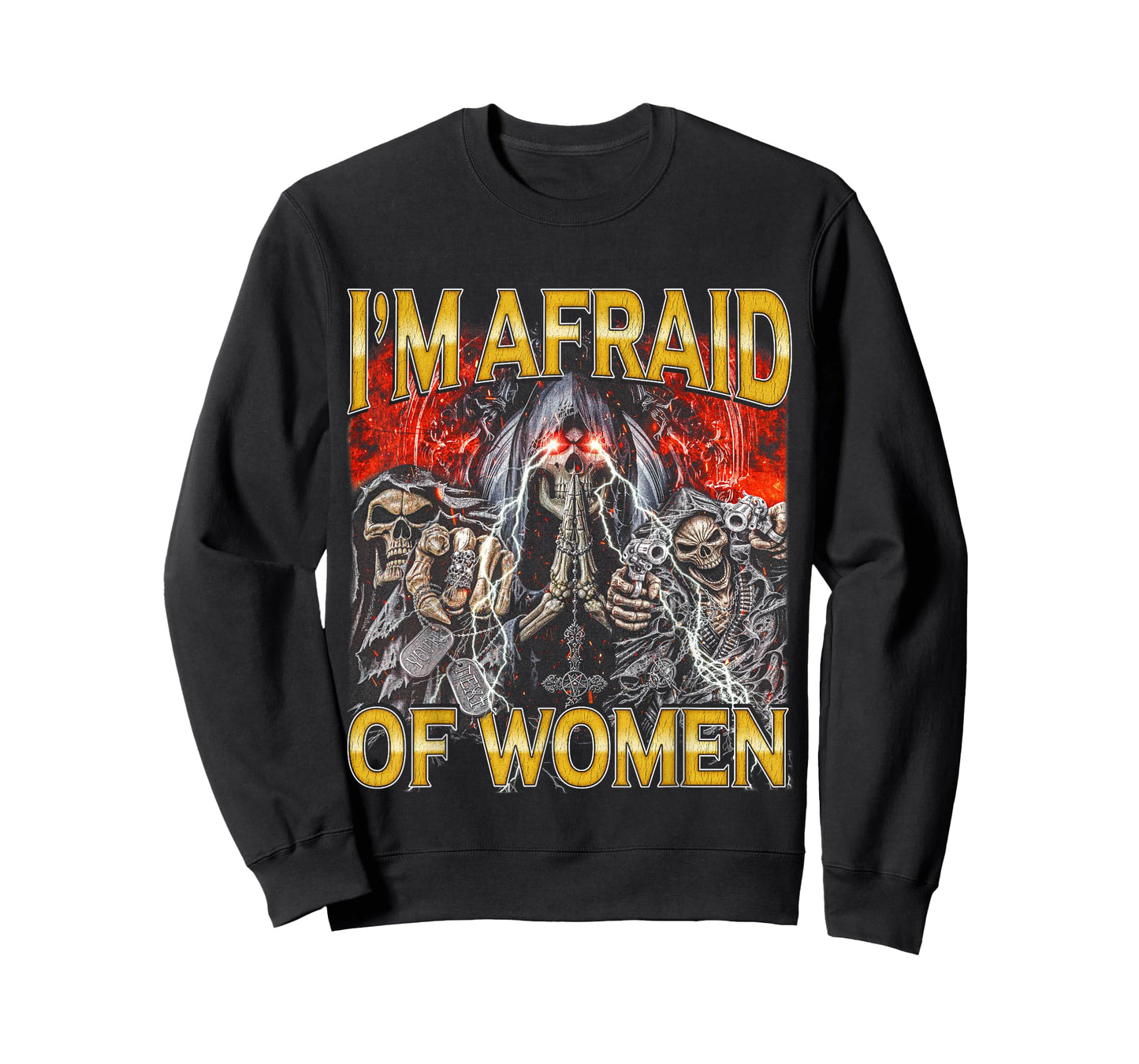 Afraid Of Women - Edgy Skeleton Bootleg Hard Skeleton Meme T-Shirt