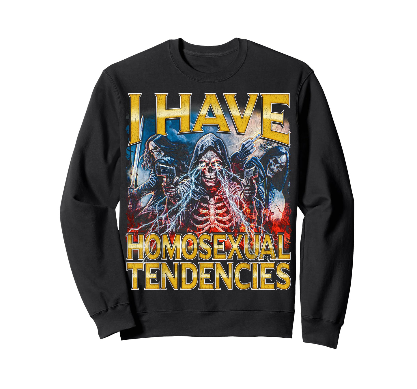 Homosexual Tendencies 80s Horror Bootleg Hard Skeleton Meme T-Shirt