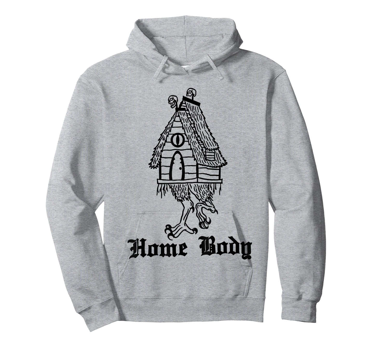 Funny Baba Yaga's Hut - Home Body Tee Shirt - Unisex Adults - Grey - Small - Modern Halloween T-Shirt