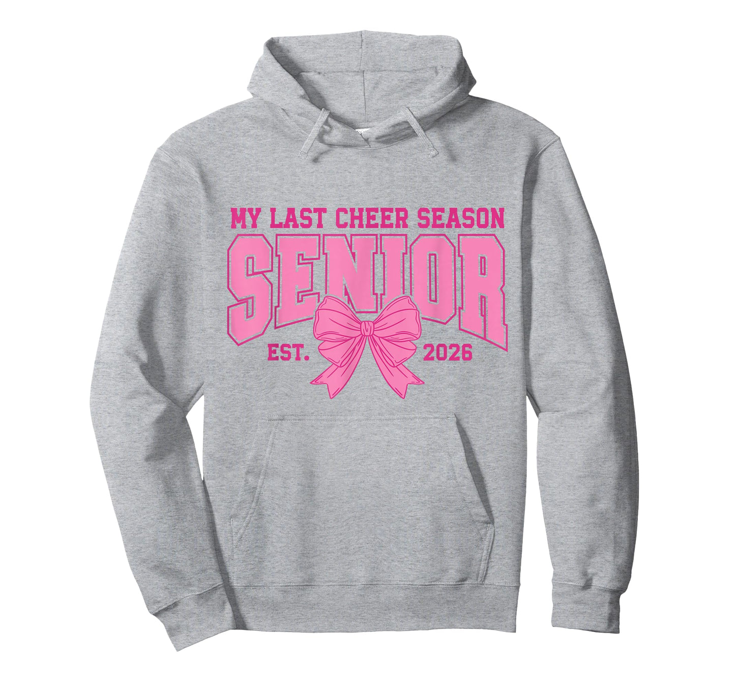 My Last Cheer Season Senior 2026 Pink Bow T-Shirt