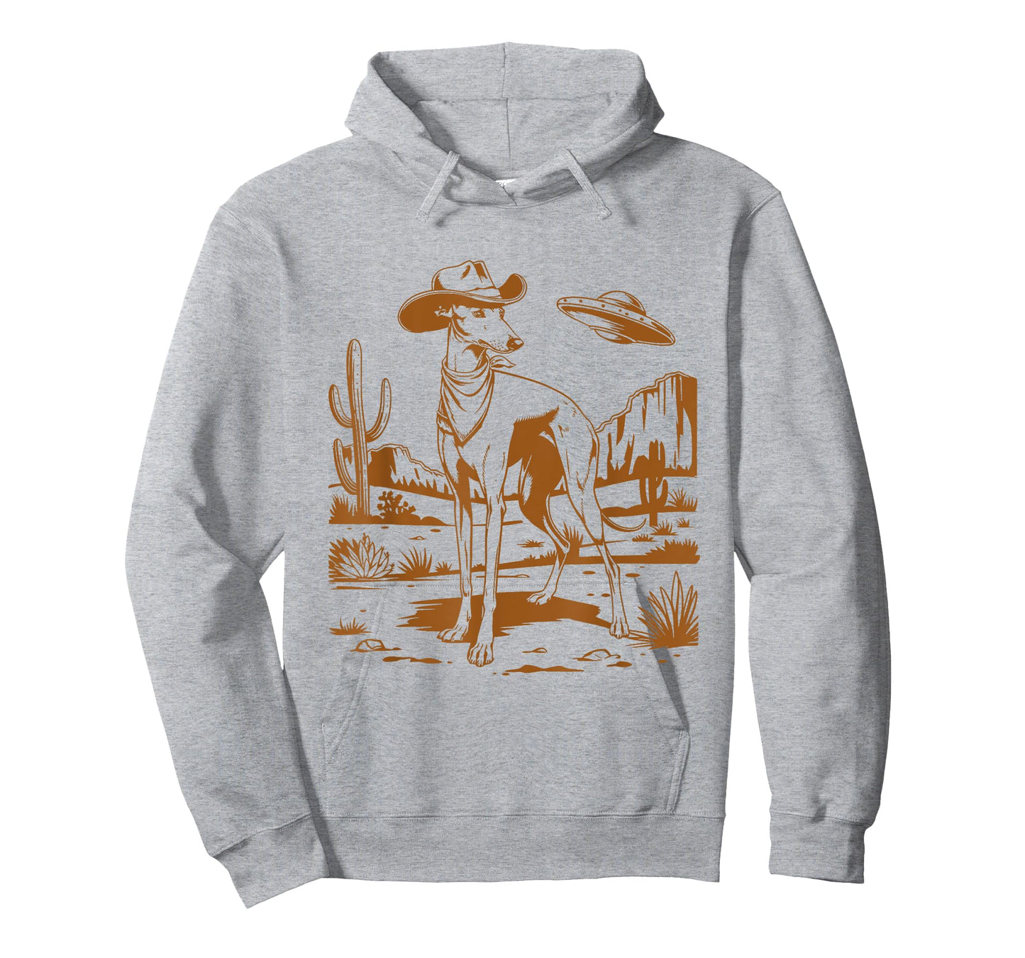 UFO Greyhound Western Alien Vintage 90s Whippet Cowboy Dog T-Shirt