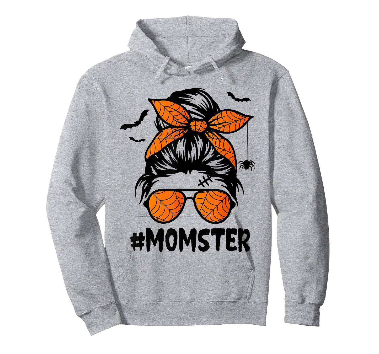 Momster for Women Halloween Mom Messy Bun Leopard T-Shirt