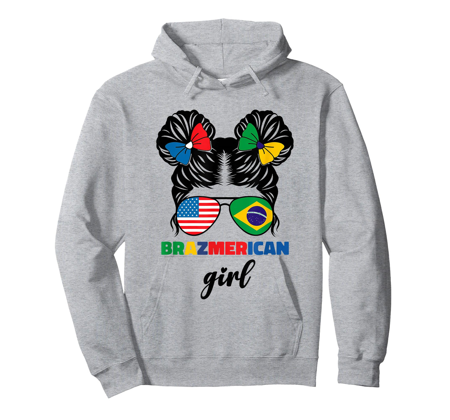 Half American and Brazilian America Brazil Flag Girl Kids T-Shirt