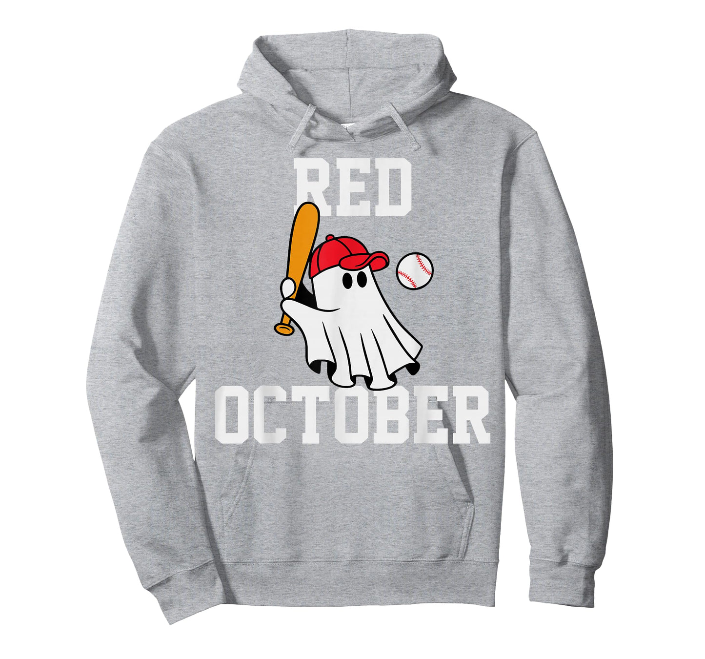 Funny Red October Halloween Ghost Playing Baseball Women Men T-Shirt