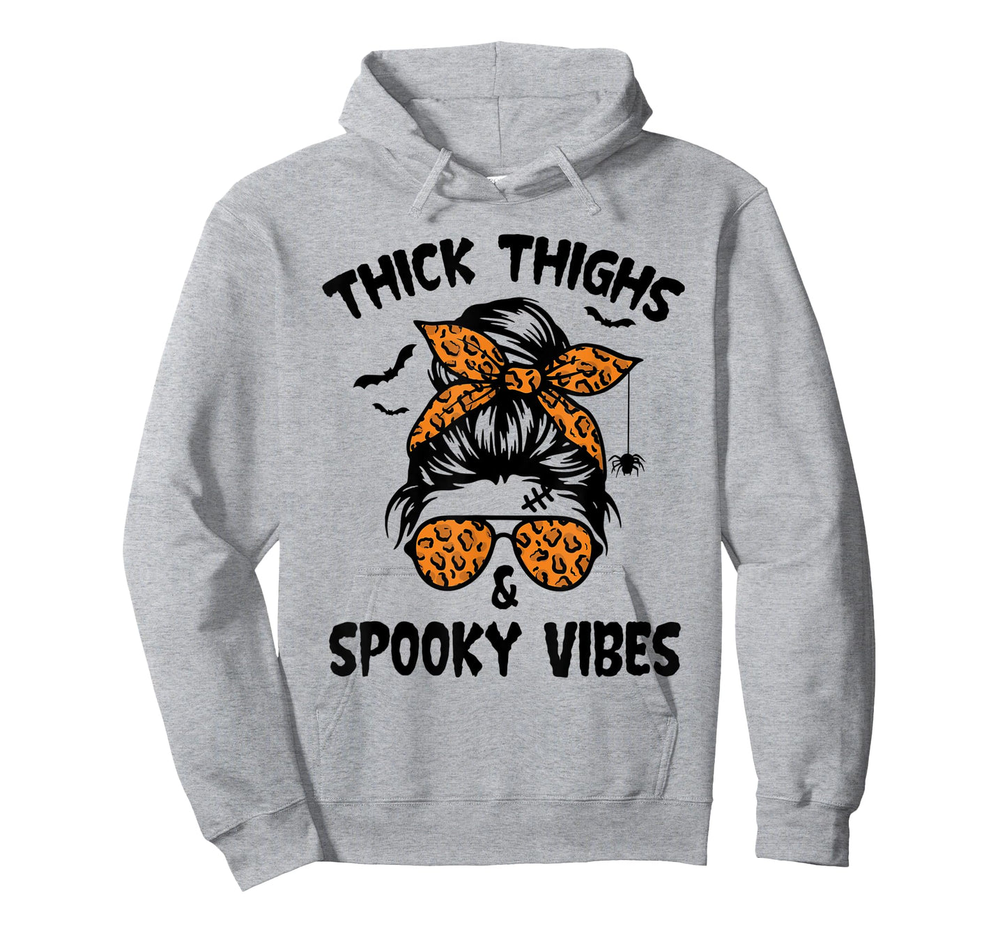 Messy Bun Thick Thighs And Spooky Vibes Halloween Women T-Shirt