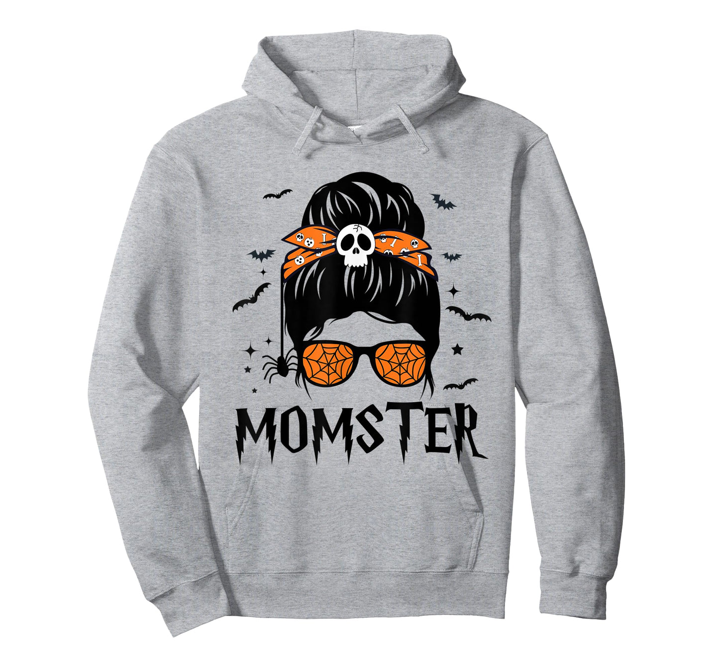 Momster Halloween Costume Skull Mom Messy Hair Bun Monster T-Shirt