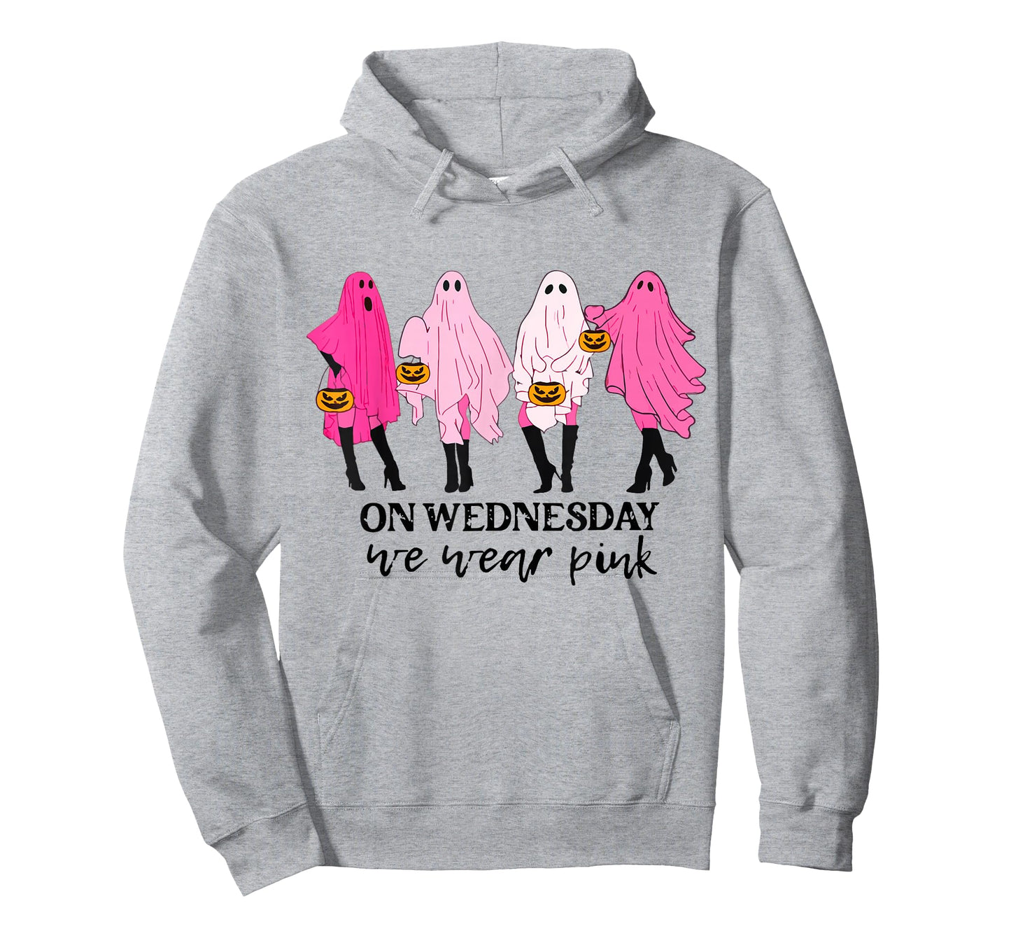 On Wednesday We Wear Pink Ghost Halloween Breast Cancer T-Shirt
