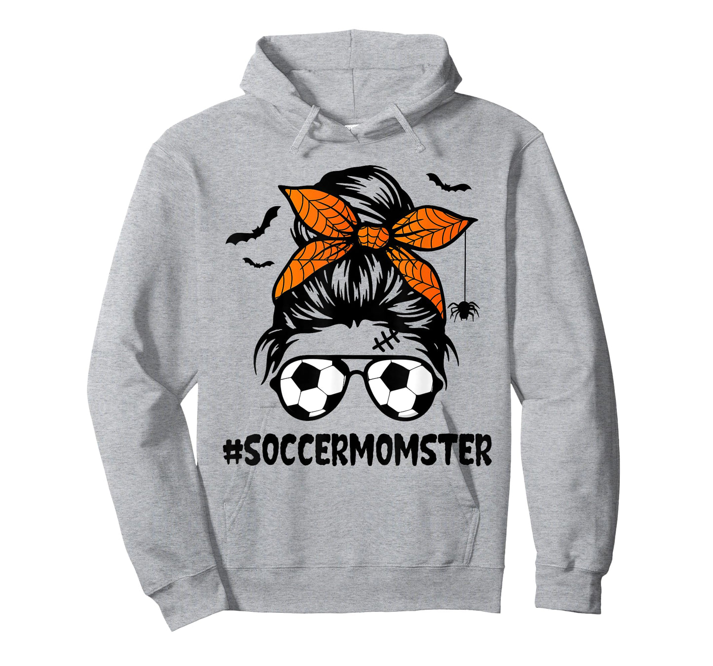 Soccer Momster for Women Halloween Mom Messy Bun Hair T-Shirt