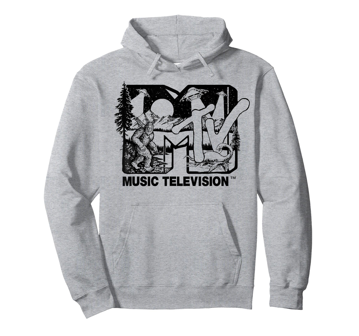 Mademark x MTV - Cryptid-Filled MTV Logo Feat. Bigfoot, UFO, & Nessie Outline T-Shirt