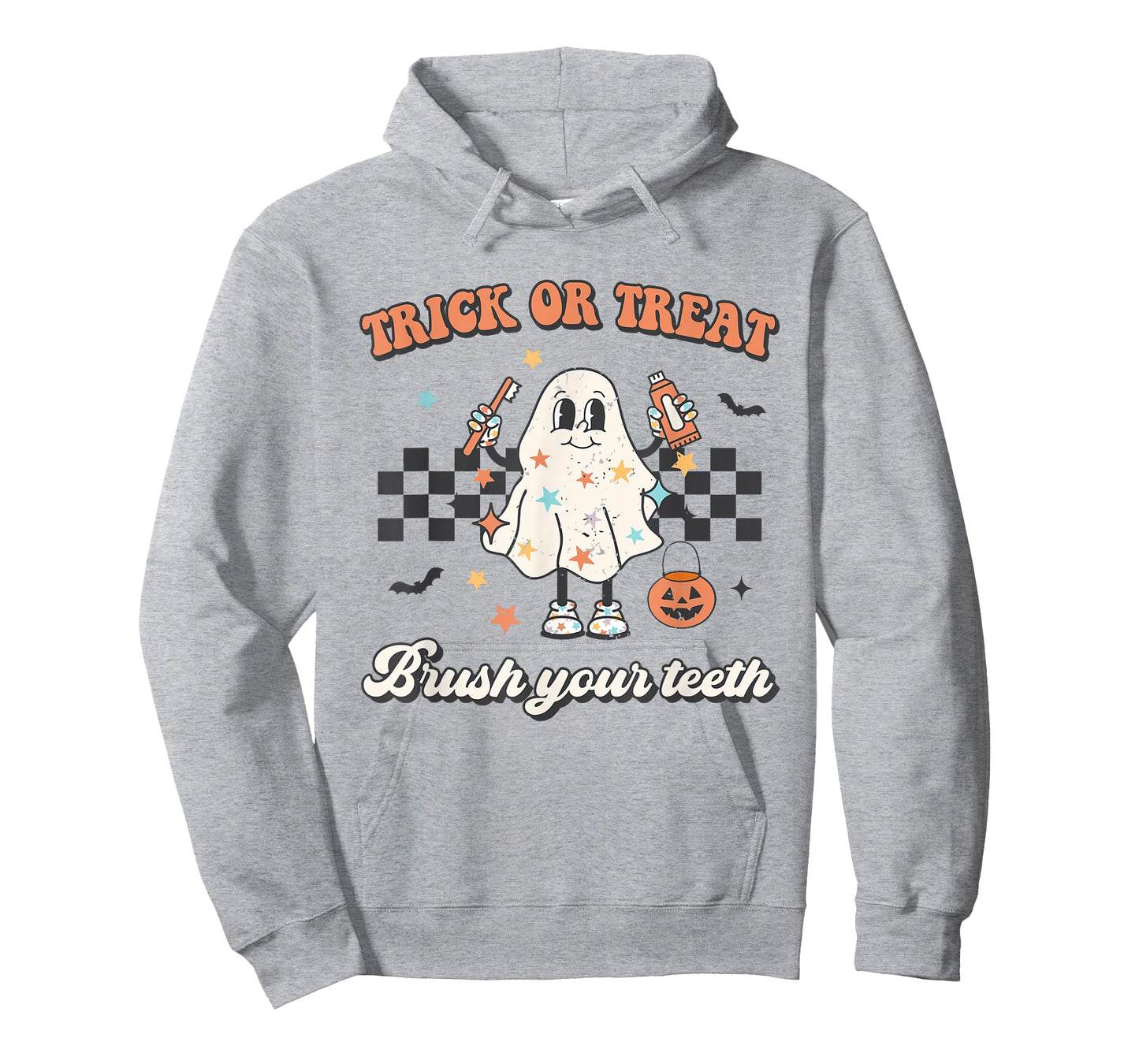 Trick Or Treat Brush Your Teeth Retro Halloween Cute Dentist T-Shirt