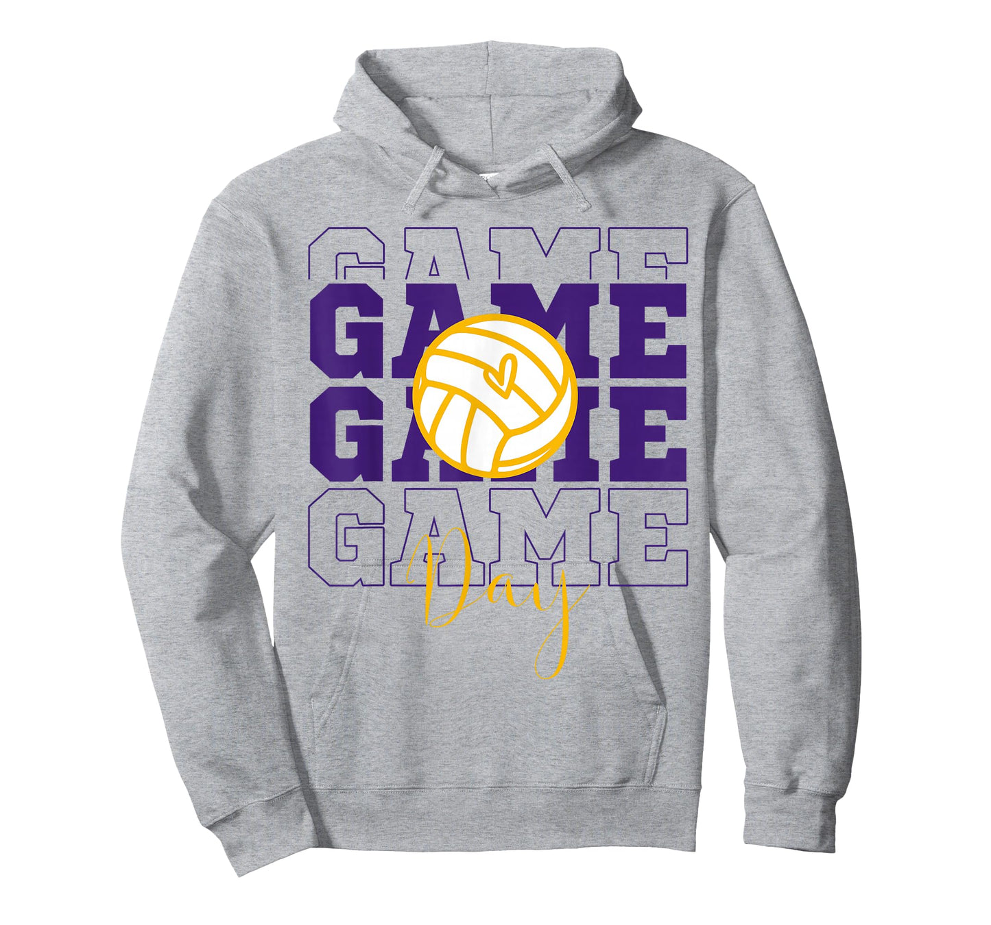 Volleyball Game Day Retro Girls Mom Purple & Gold Heart T-Shirt