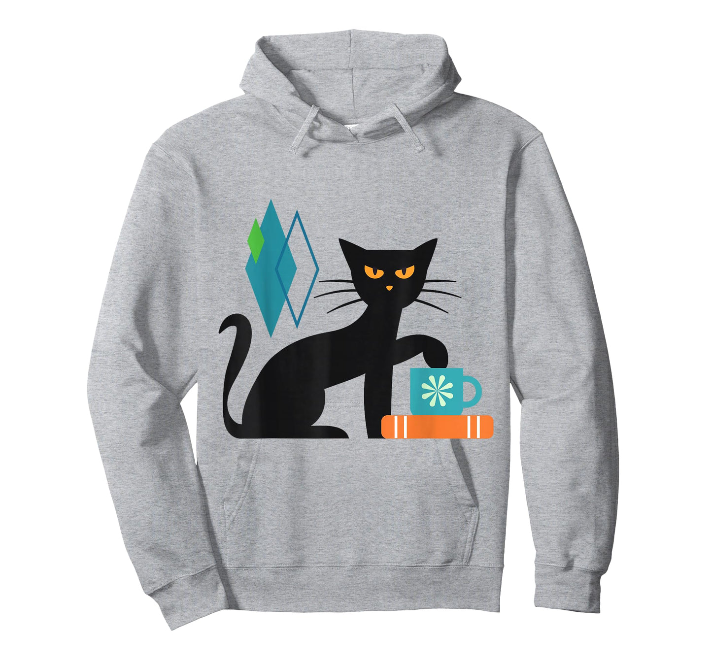 Cat Midcentury With Book and Coffee Atomic Age Mid Century T-Shirt