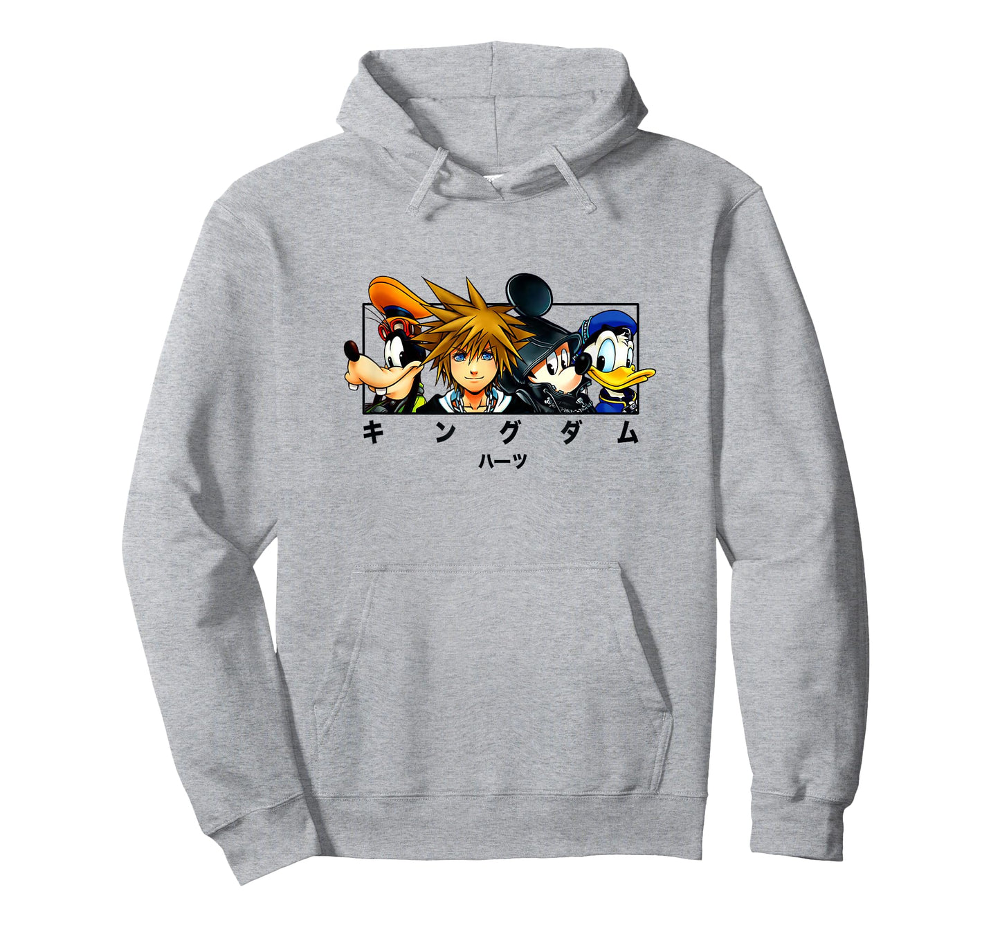 Disney Kingdom Hearts Main Characters Panel Chest Kanji Logo T-Shirt