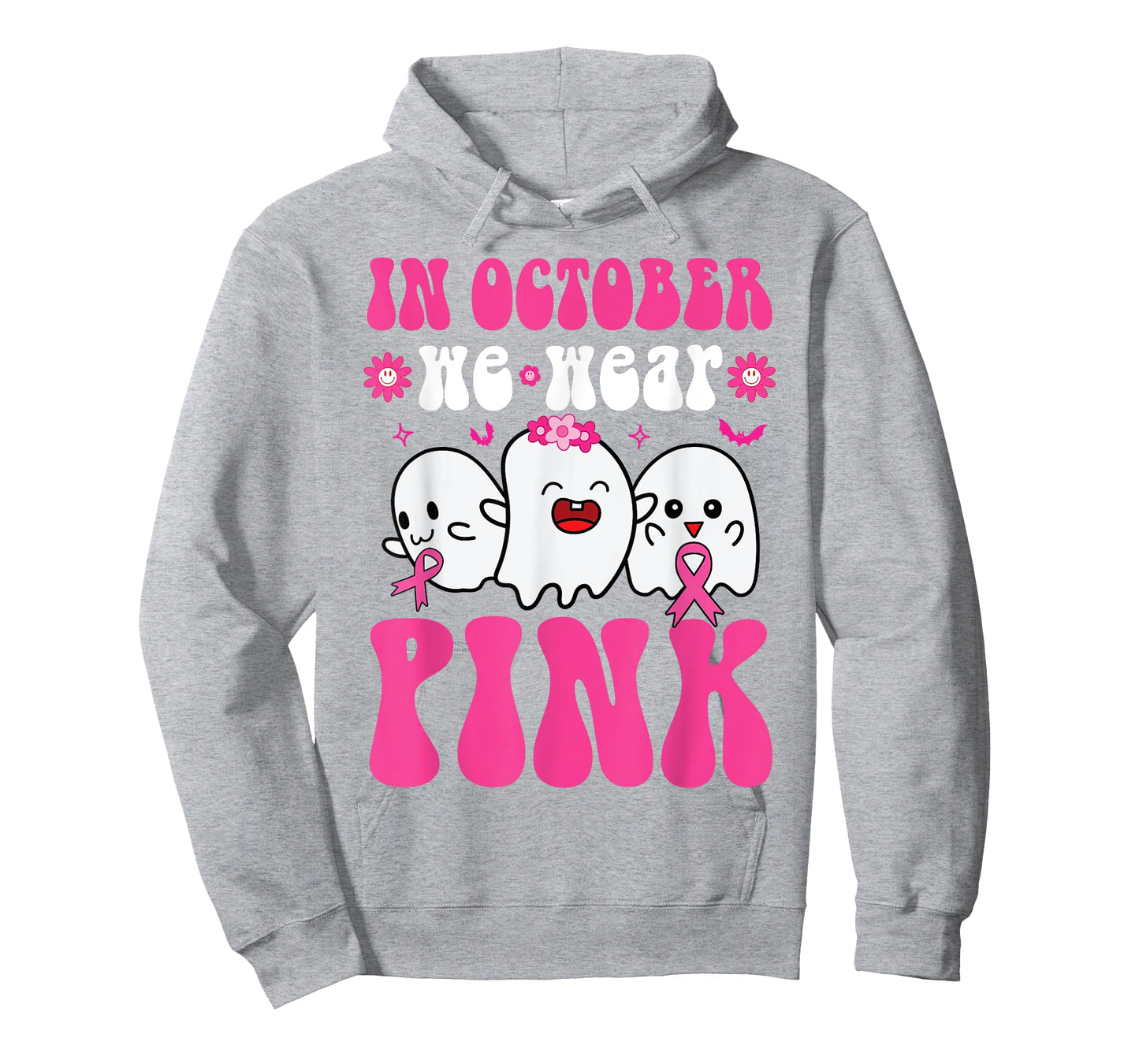 Groovy Wear Pink Breast Cancer Warrior Ghost Halloween Girls T-Shirt