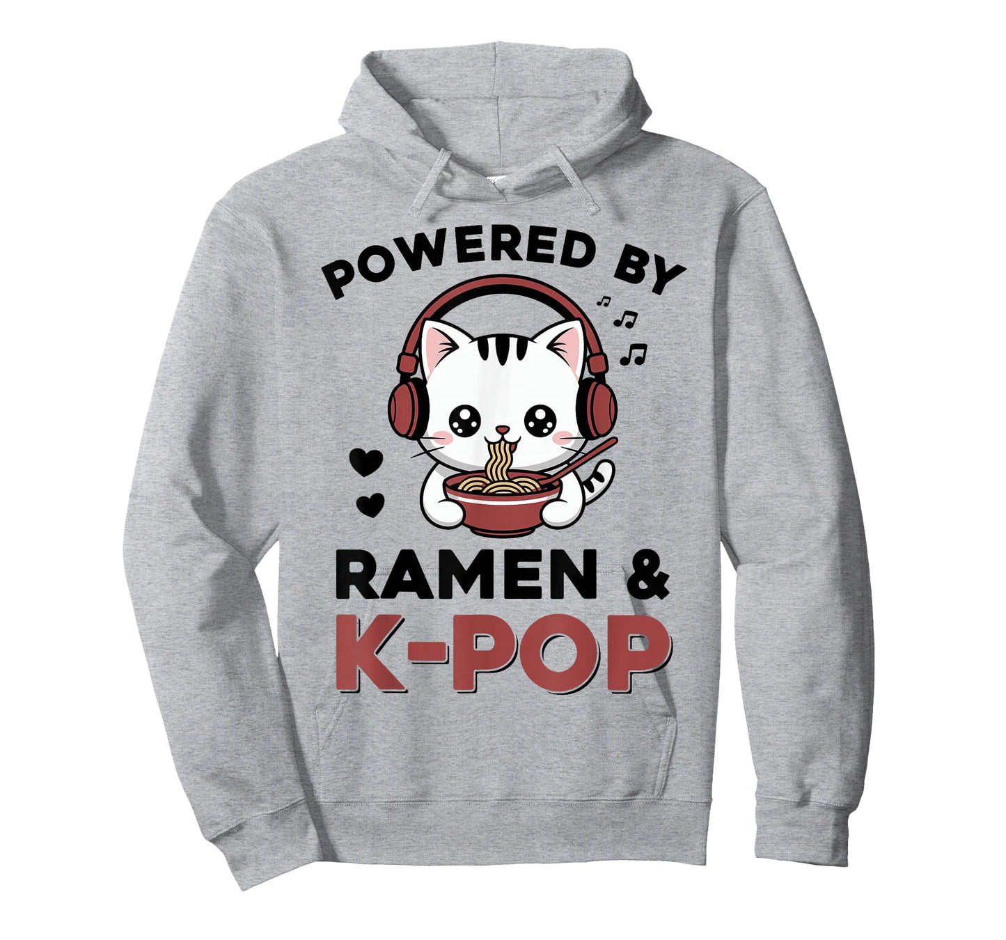 Kawaii Ramen Kpop Powered by Ramen & K-Pop Kawaii Cat K Pop T-Shirt