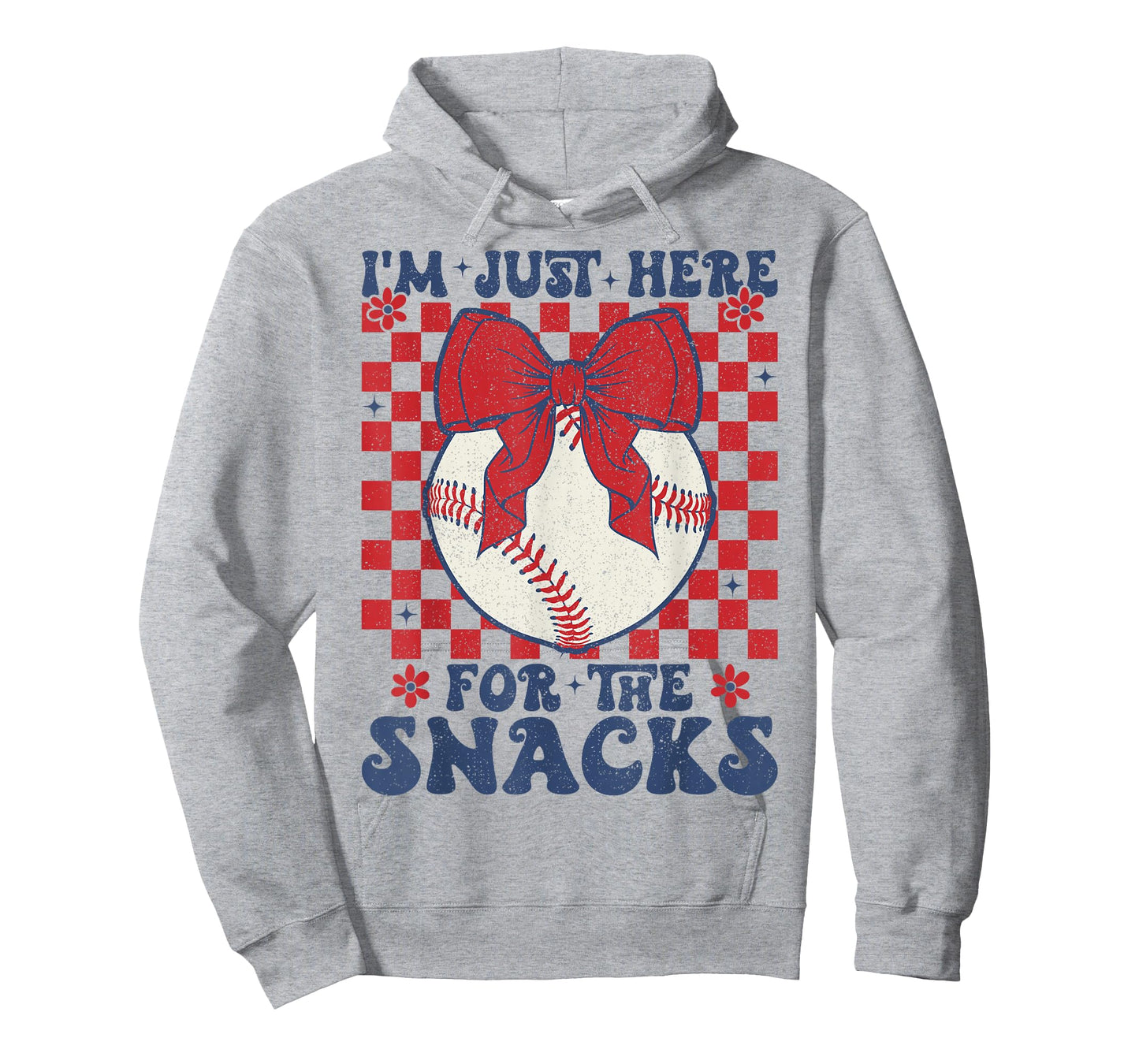 Retro Baseball Sister I'm Just Here for the Snacks Girls Mom T-Shirt