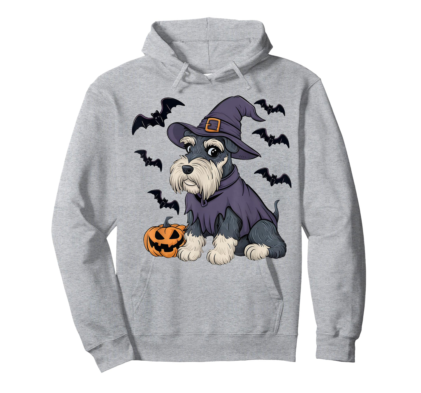 Schnauzer Dog Scary Pumpkin Bat Witch Schnauzer Halloween T-Shirt