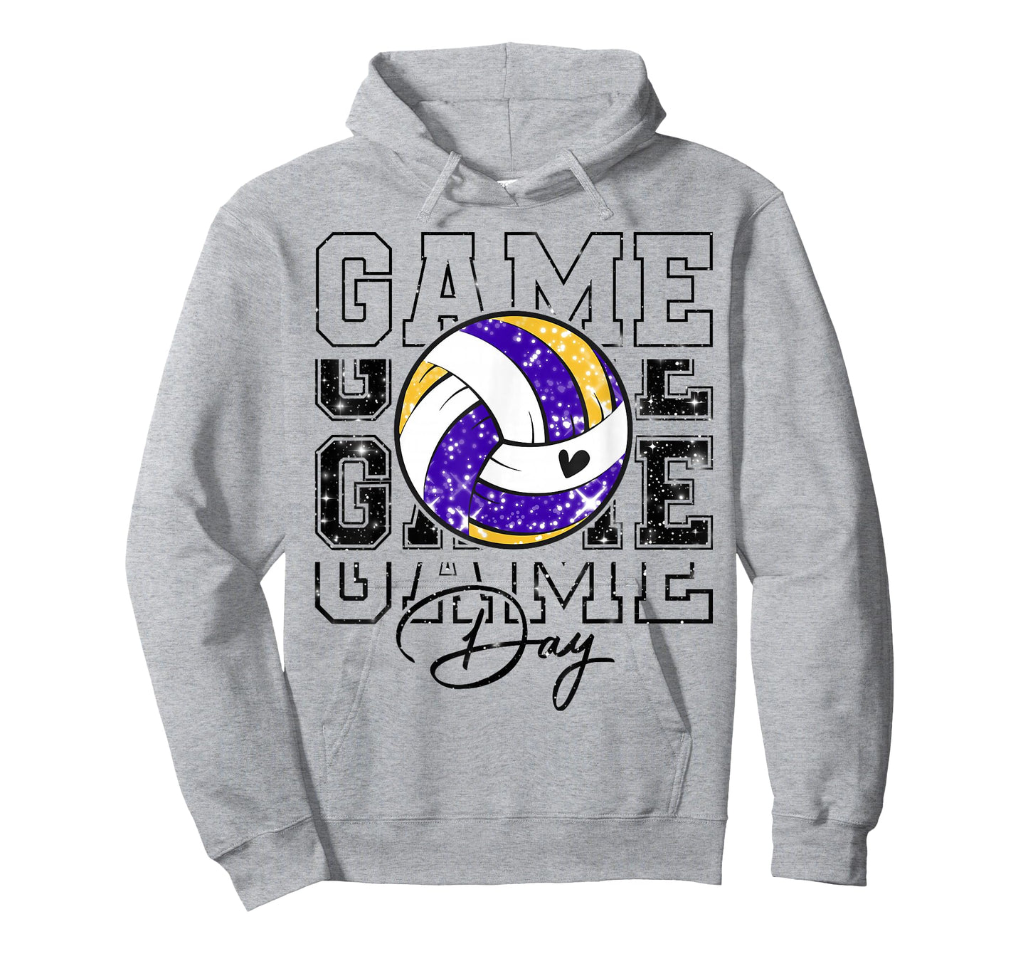 Volleyball Game Day Girls Volleyball Mom Purple & Gold T-Shirt
