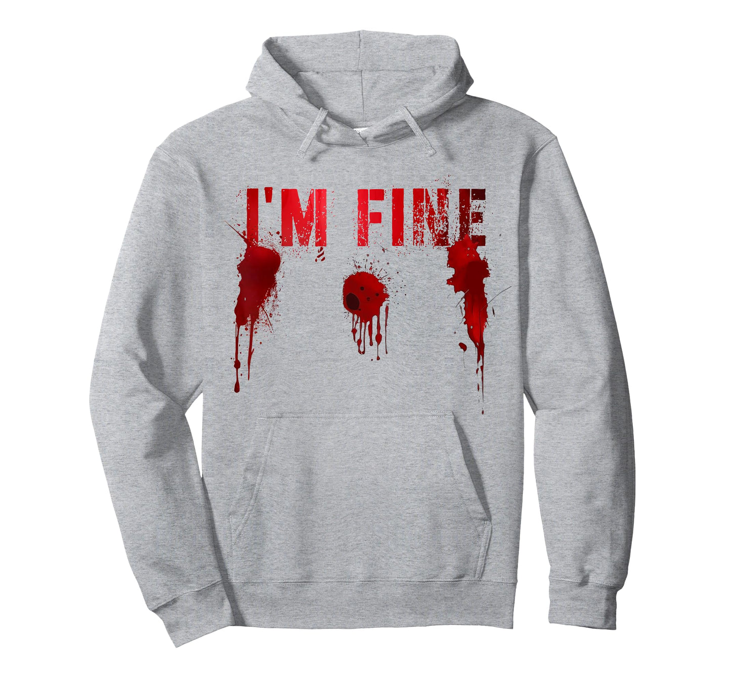 Funny I'M FINE Movie Flick Survivor Bloody Shots Scary Gun T-Shirt