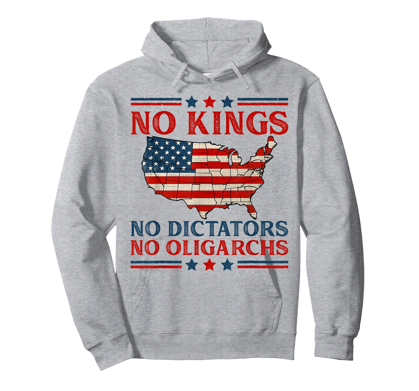 Vintage No Kings No Dictators No Oligarchs July 4th USA Map T-Shirt