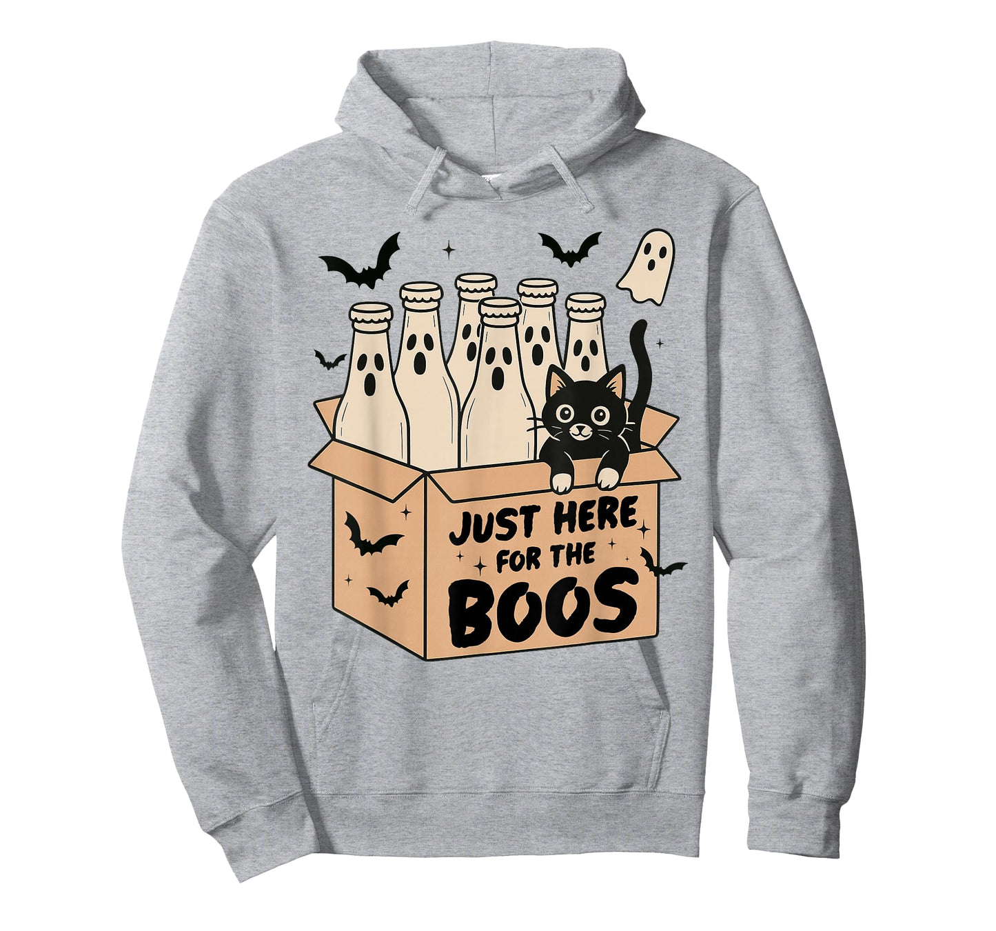 I'm Just Here For The Boos Retro Funny Cat Ghost Halloween T-Shirt