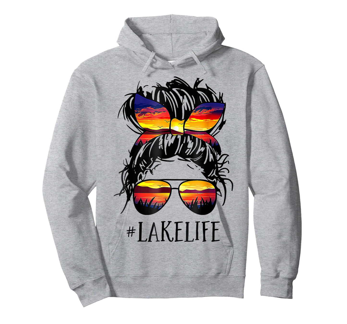 Lake Life Messy Bun Hair Girl Retro Lake Summer T-Shirt