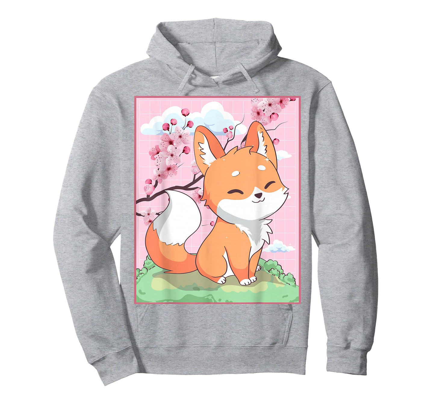 Kawaii Fox Japanese Kitsune Sakura Cherry Blossom T-Shirt