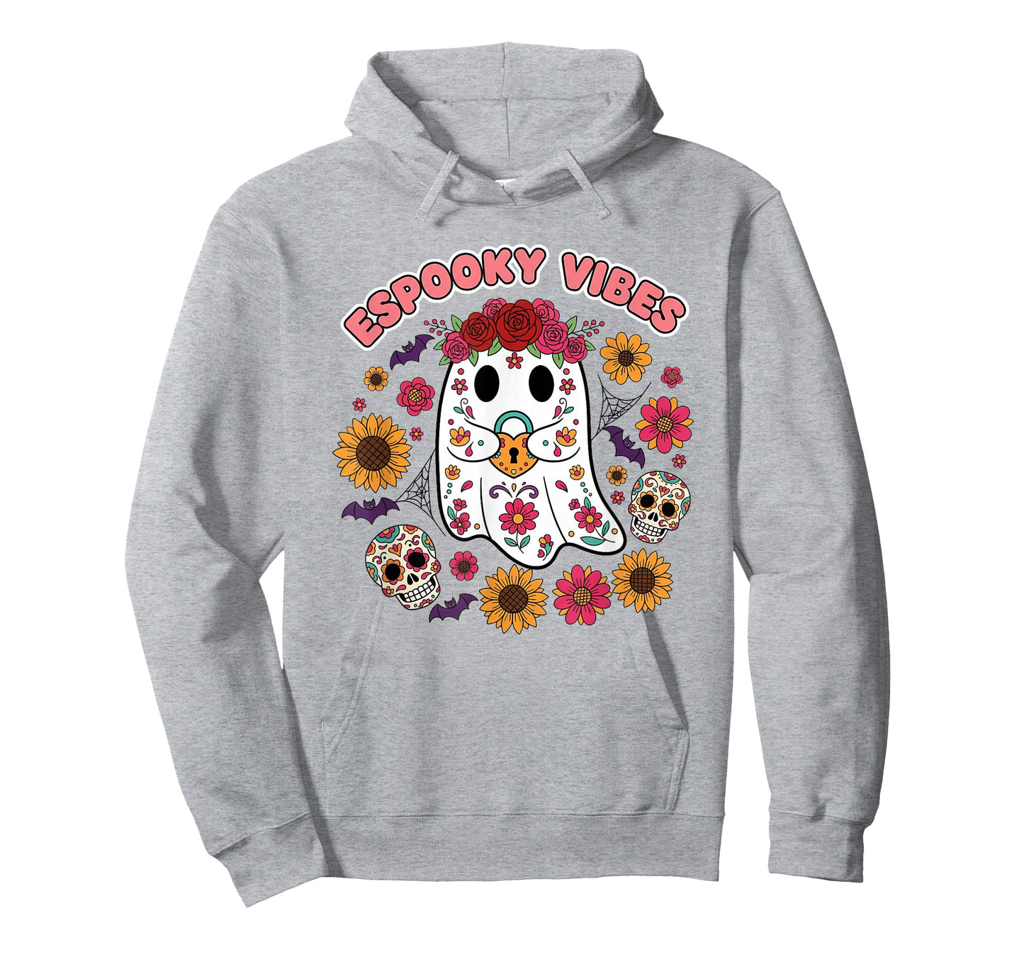 Espooky Vibes Halloween Floral Ghost Day of The Dead Mexican T-Shirt