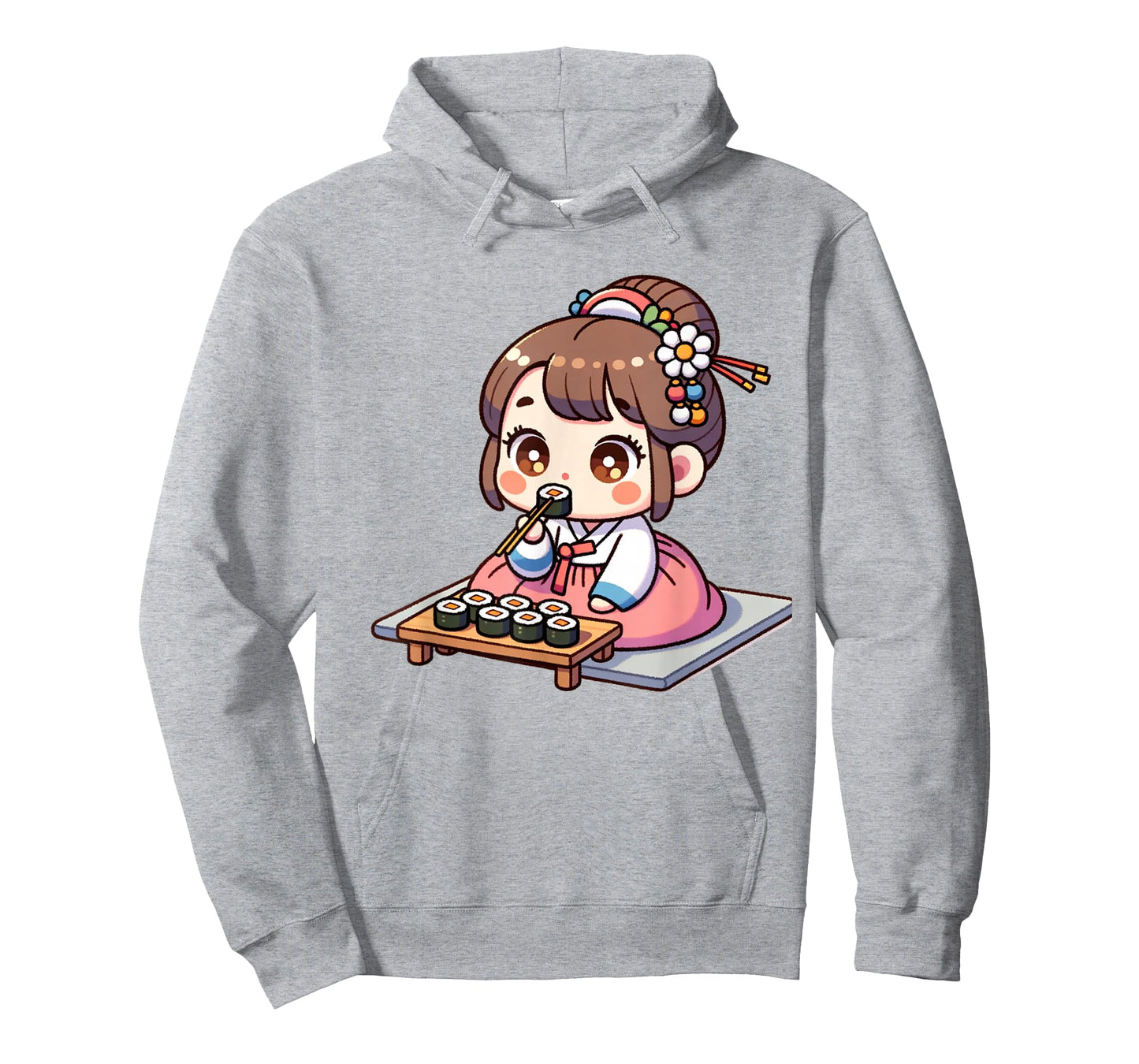 Korean Girl Traditional Hanbok Eating Kimbab T-Shirt
