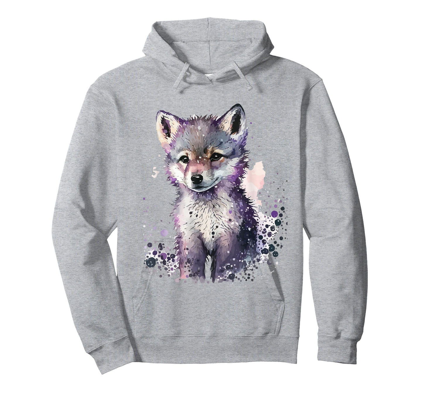 Wolf Puppy Animal Print Art Men Women Watercolor Wolf Pup T-Shirt